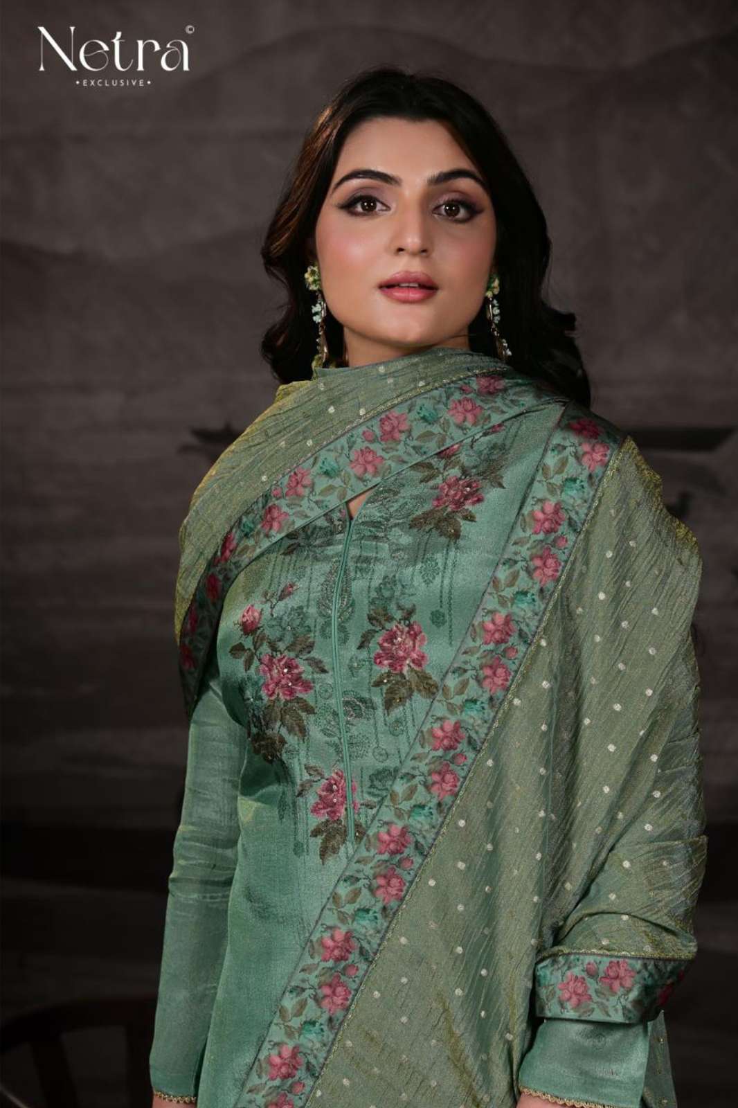 NETRA HEER PREMIUM PURE BEMBERG SILK DIGITAL PRINT WITH HAND WORK DESIGNER SALWAR SUIT