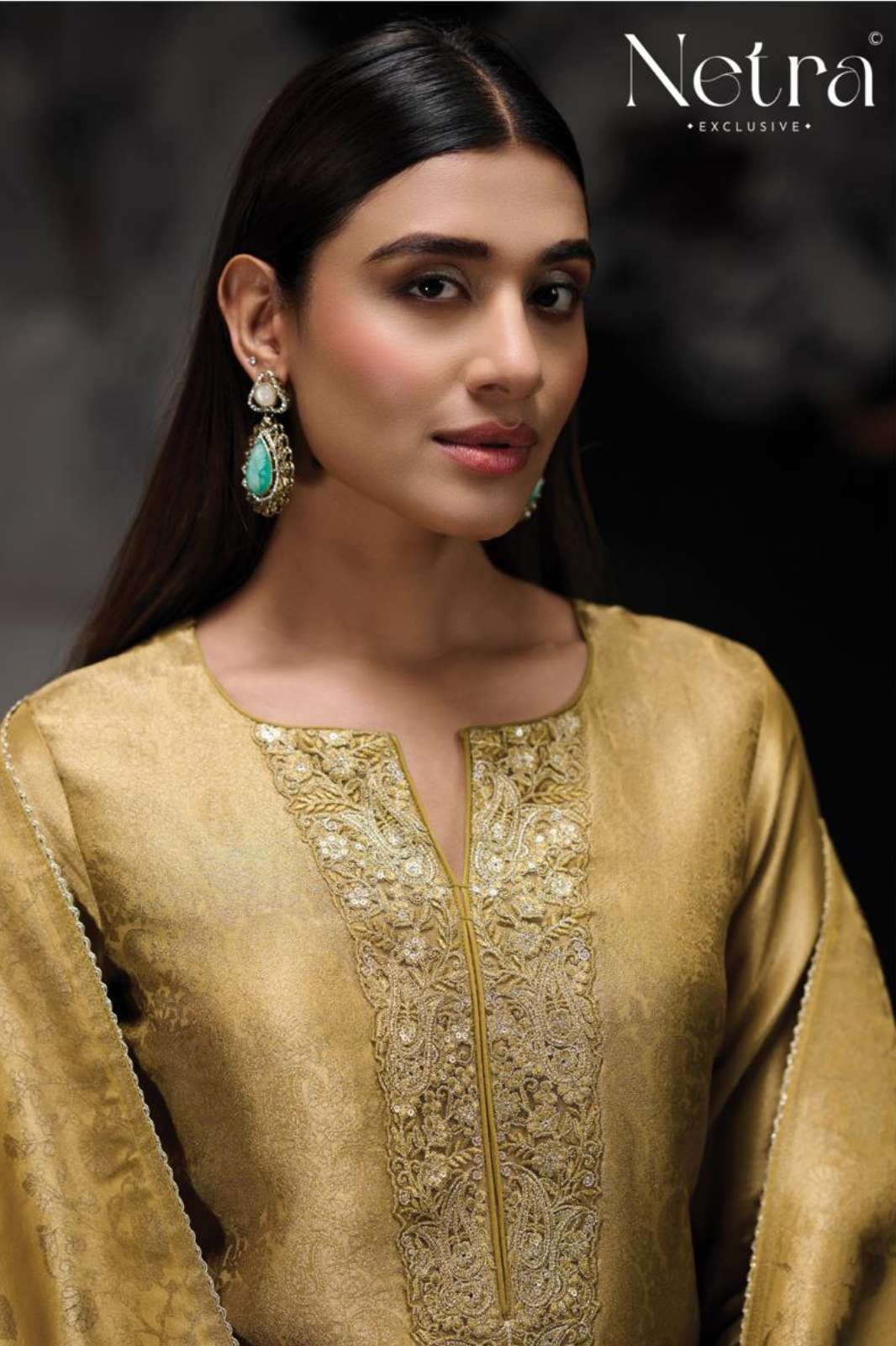 Netra JYOTI Pure Lakhnavi Weaving Designer Salwar Suit 