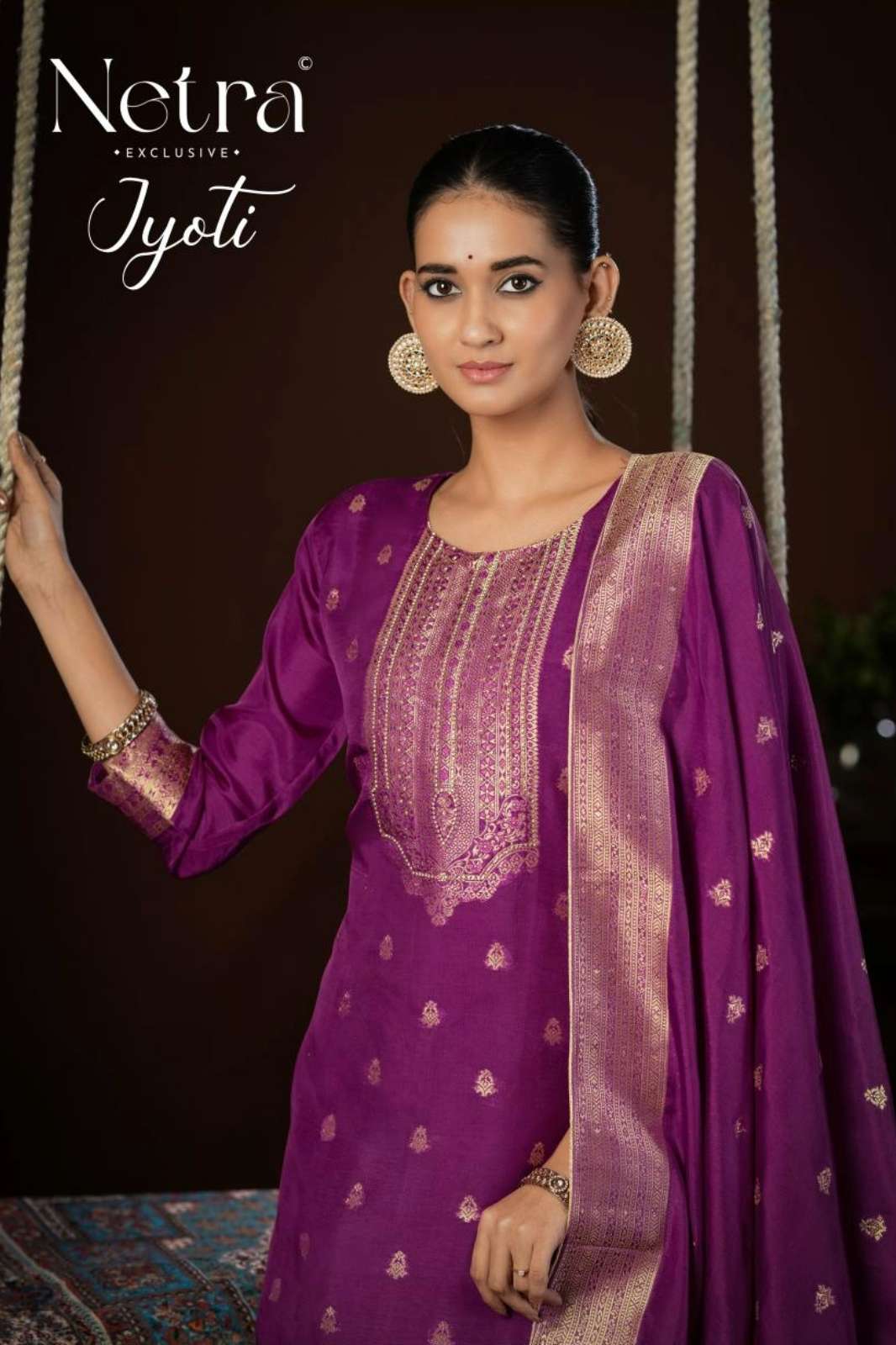 NETRA JYOTI PURE LAKHNAVI WEAVING DESIGNER SALWAR SUIT