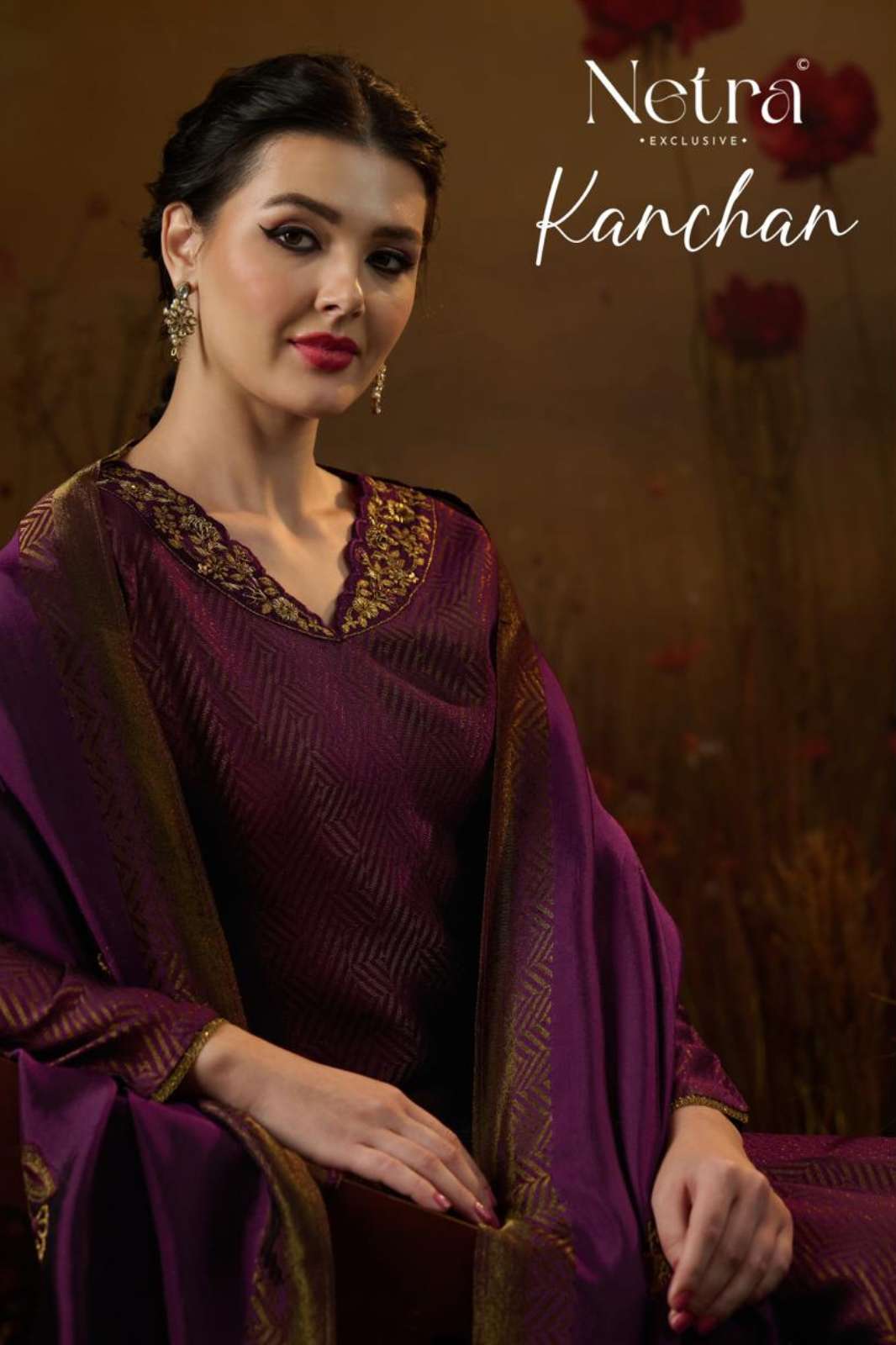 Netra SAVI Pure Bembery Embroidery Designer Salwar Suit 