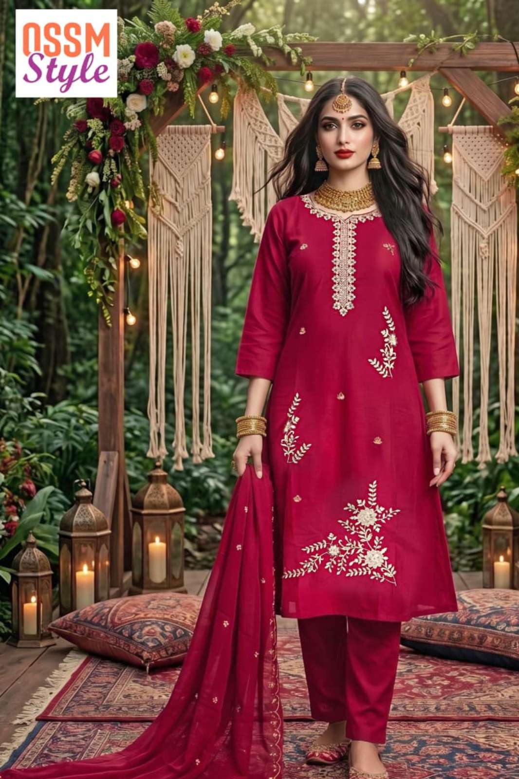 OSSM COMBO SET  2 COTTON DHABU WITH EMBROIDERY WORK DESIGNER KURTIS