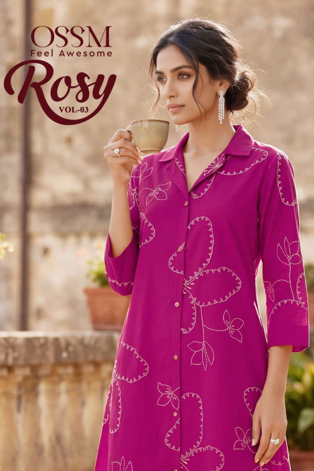 OSSM ROSY Vol 03 COTTON A LINE PRINED DESIGNER KURTIS