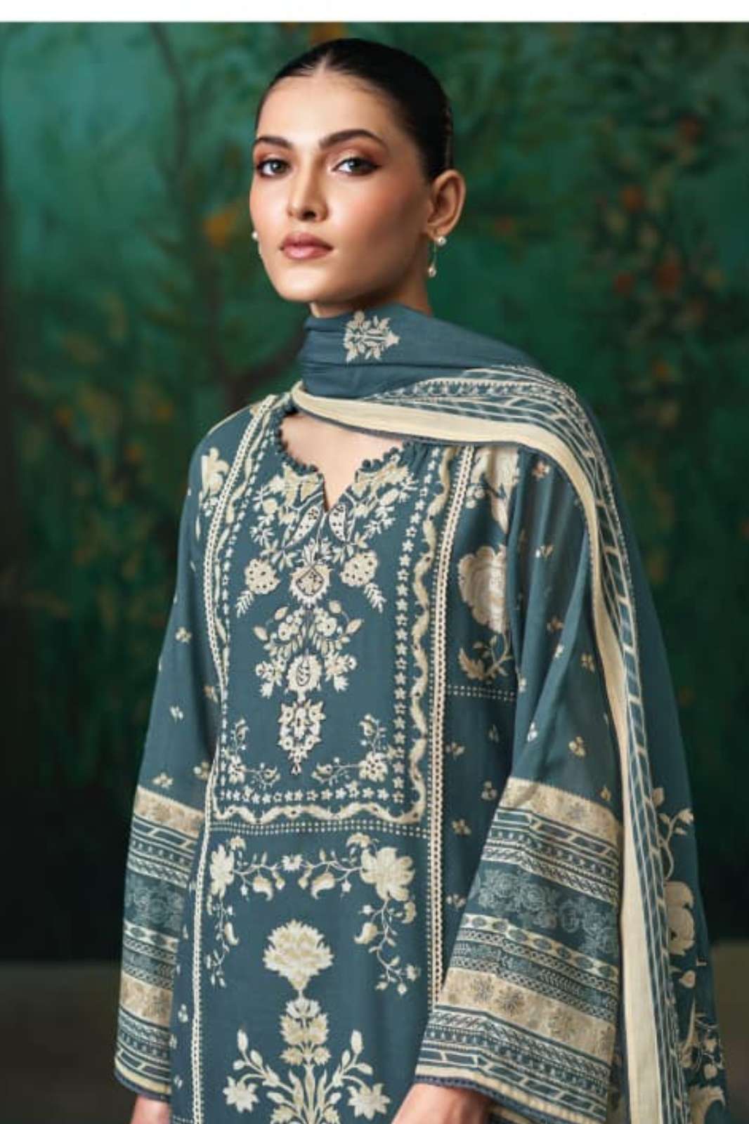 Reyna Izhai Pure Mul Chanderi Digital Printed with Handwork Designer Salwar Suit