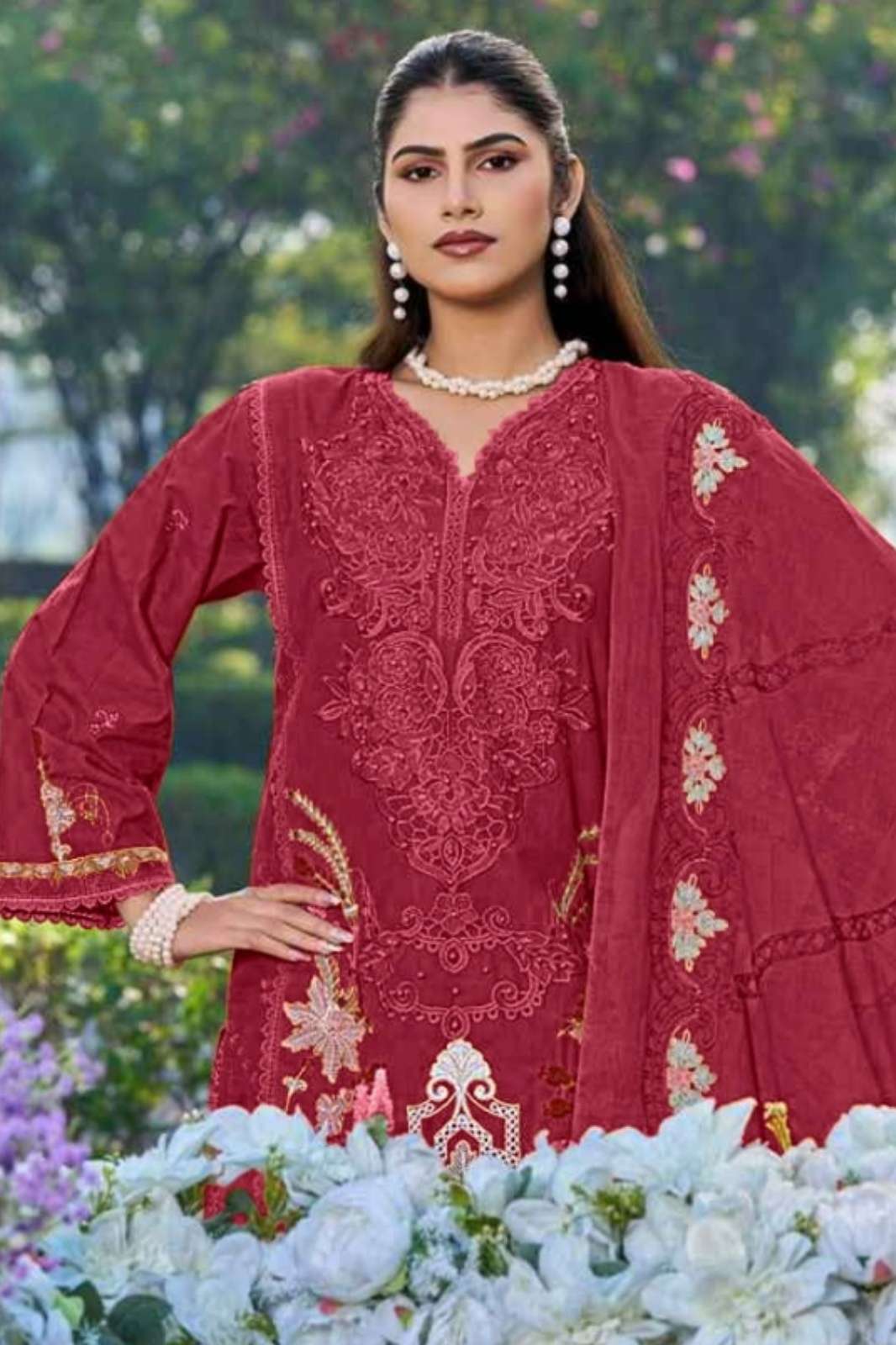 SANIYA TRENDZ ELAF VOL 27  COTTON WITH CHIKANKARI EMBROIDERED DESIGNER SALWAR SUIT