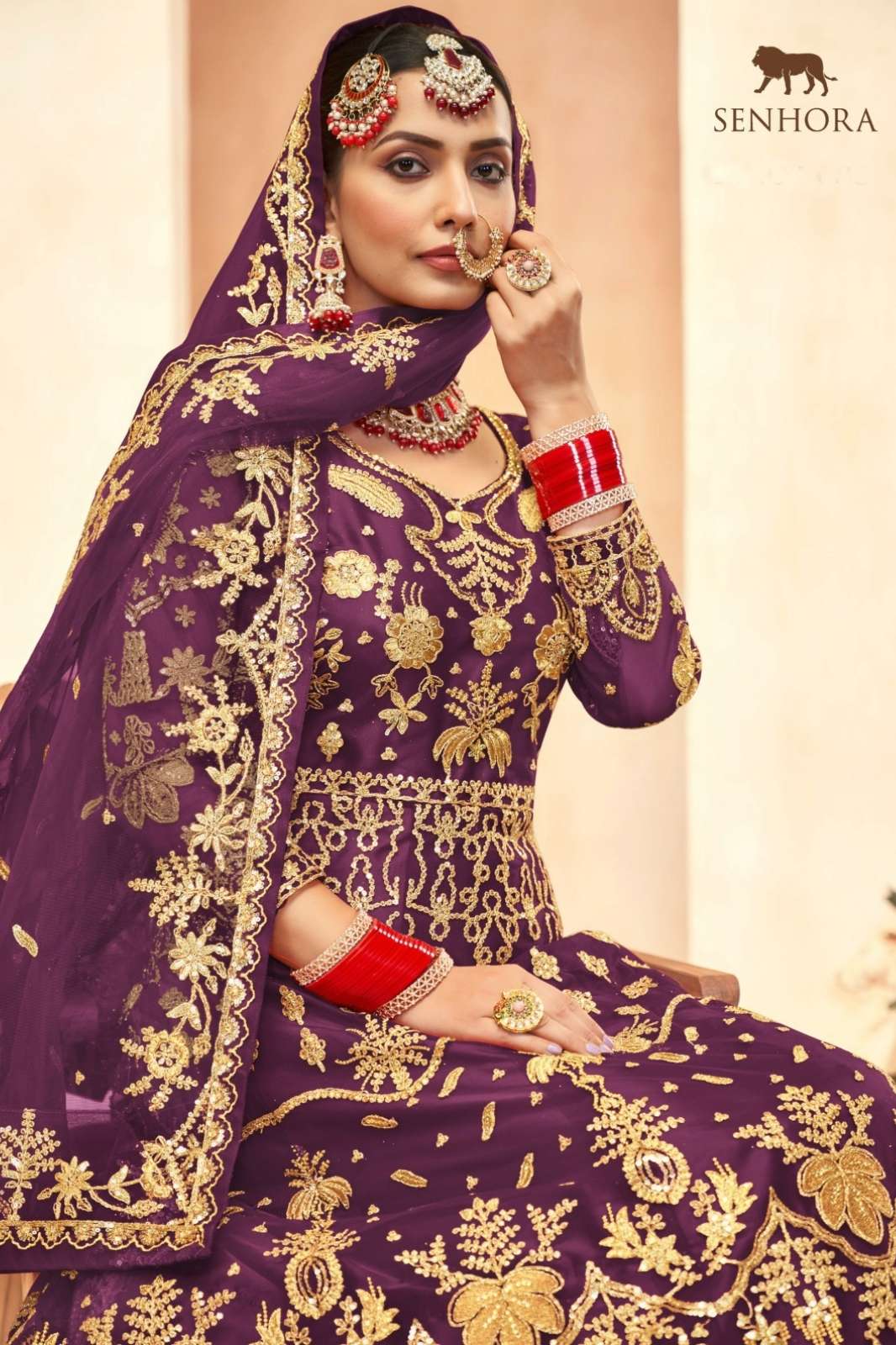 SENHORA 21802 Pure Butterfly Net Fabric Heavy Coding and Stone Work Wedding Wear Lehenga 