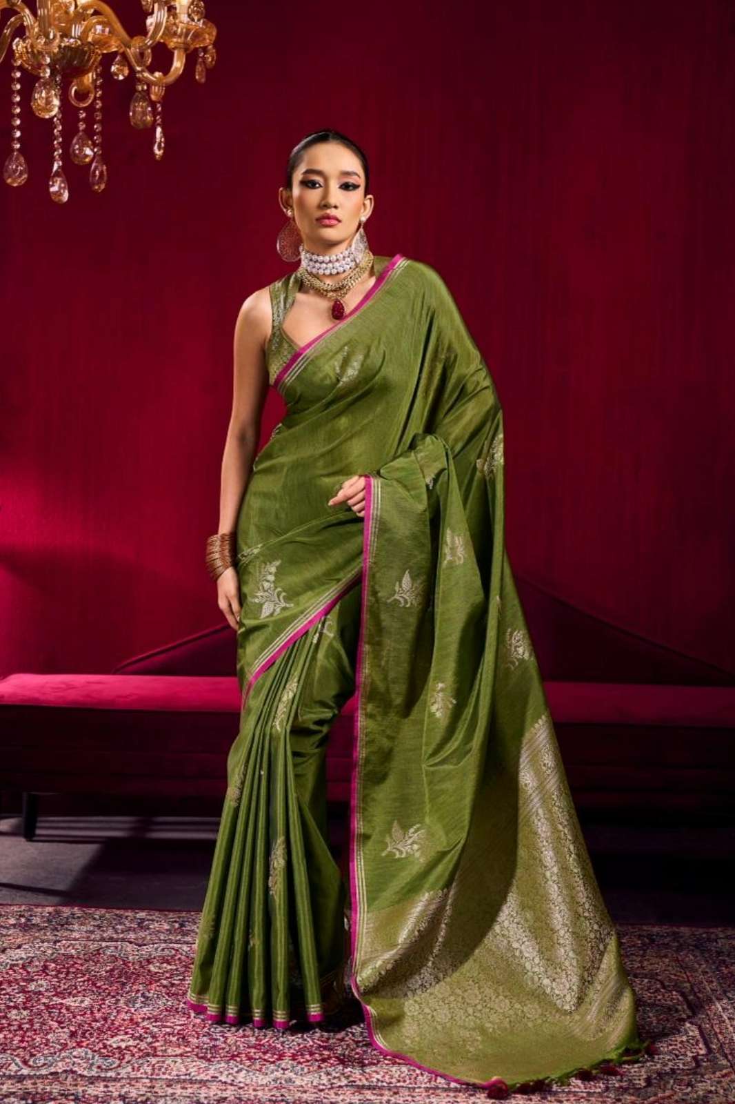 Sethnic Lifestyle Kael Rare 121001 to 121005 Self Woven Tissue Banarasi silk Coding & Sequins work Saree Collection