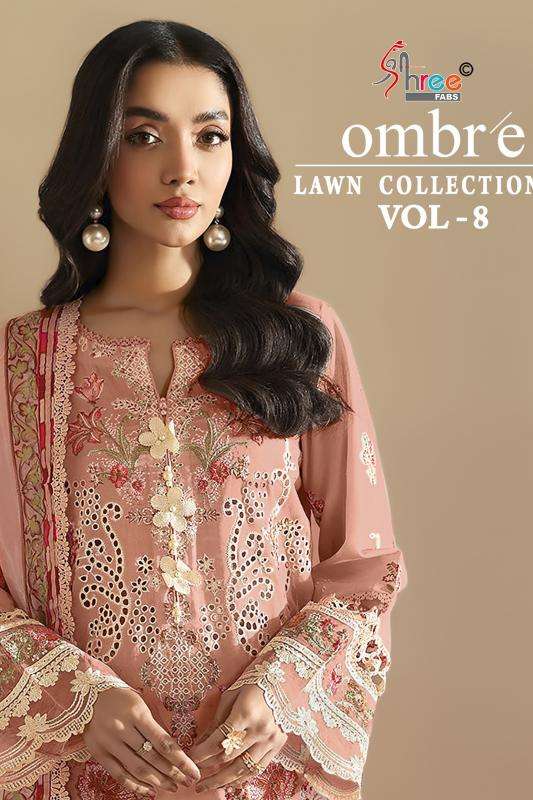 Shree OMBRE LAWN COLLECTION VOL 8 Pure Cotton Heavy Embroidery Designer Salwar Suit