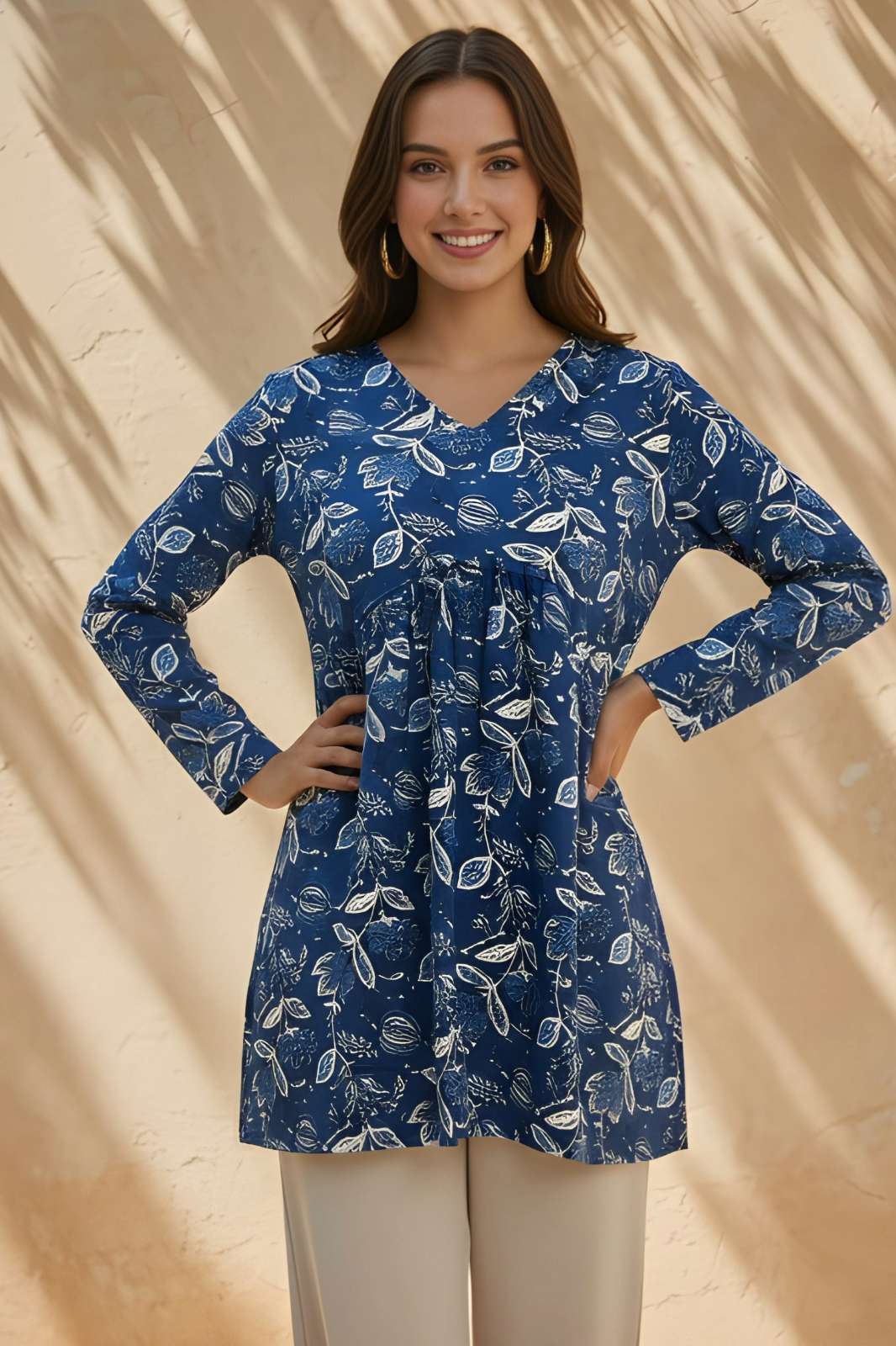 Shri Balaji Emporium 1041 Woman Blue Rayon Fancy Tunic & Top