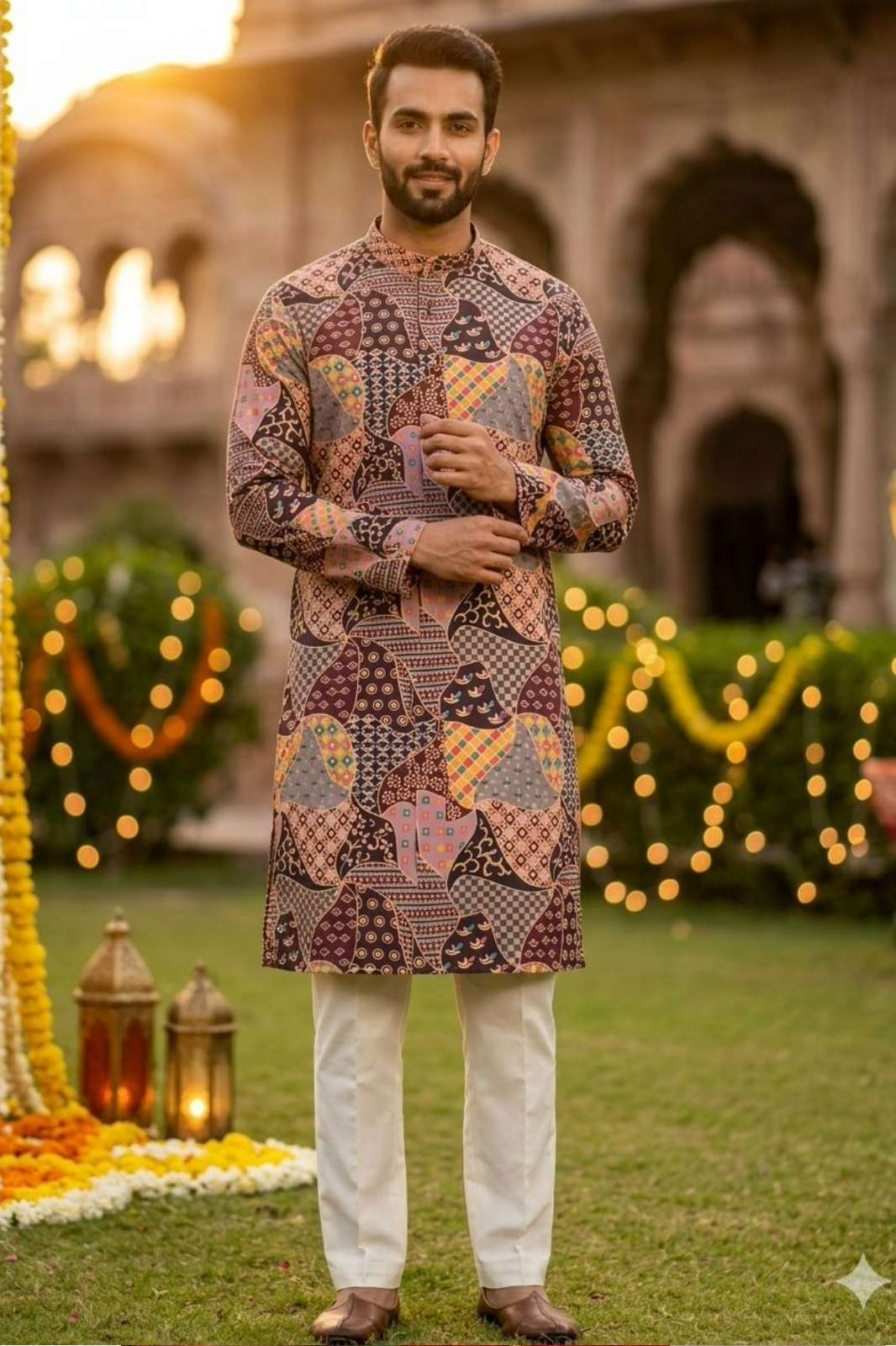 Shri Balaji Emporium 21588 Soft Cotton Printed Mens Kurta pyjama 