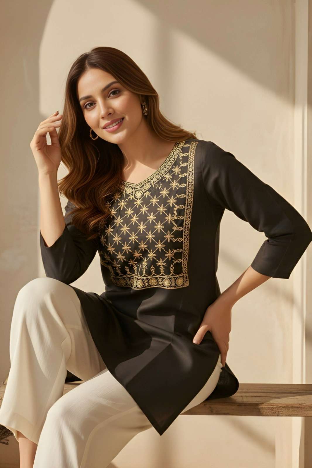 Shri Balaji Emporium 21628 Cotton fabric Womens Embroidered Straight Kurti
