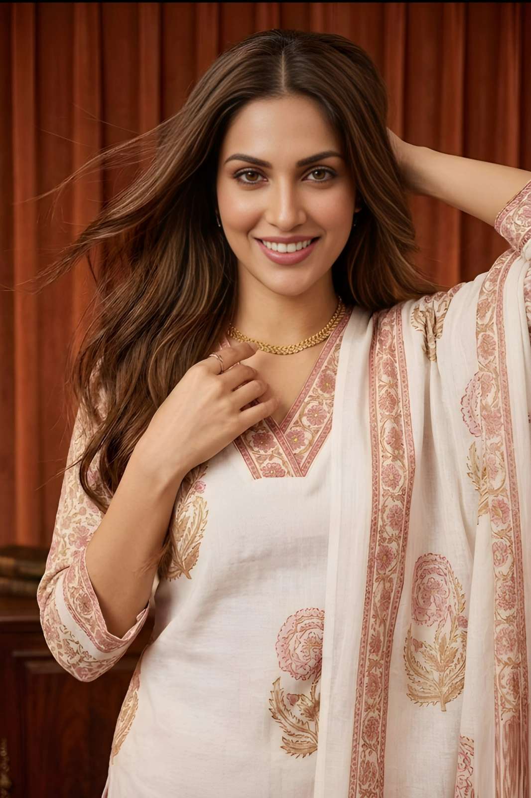 Shri Balaji Emporium 3010 White Cambric Cotton Kurti And Pant With Dupatta