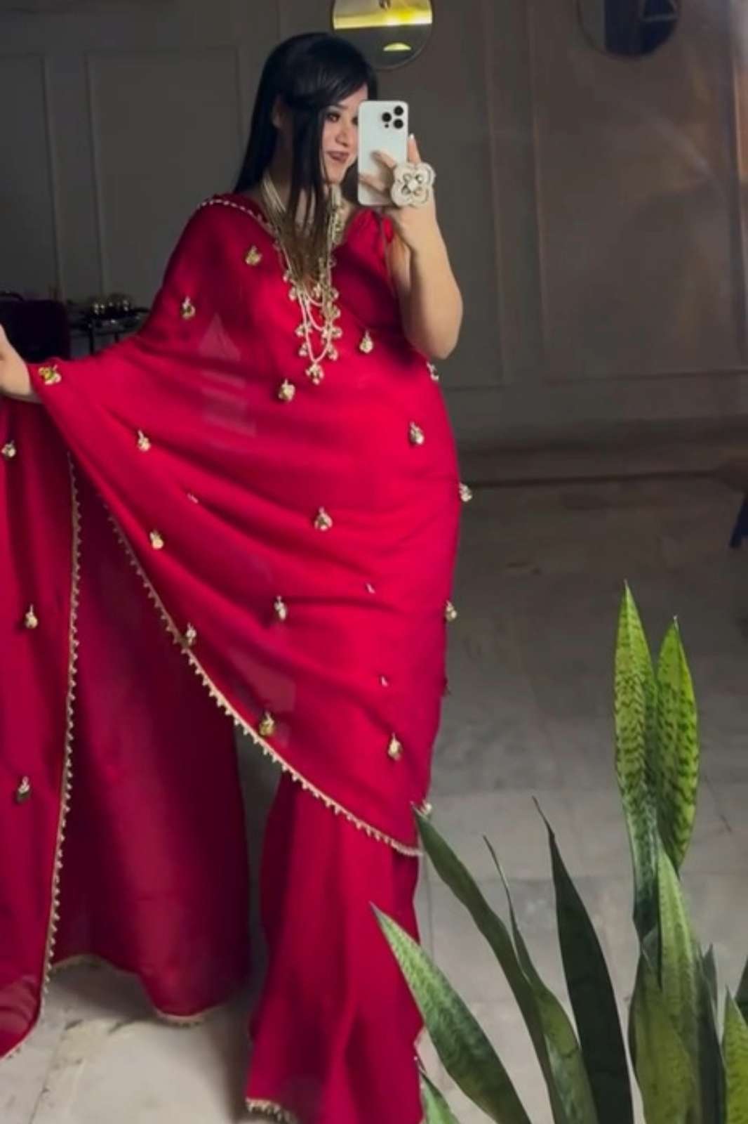 Shri Balaji Emporium BT 452  SOFT FANDY SATTIN SILK  SAREE WITH MOTI HANDWORK