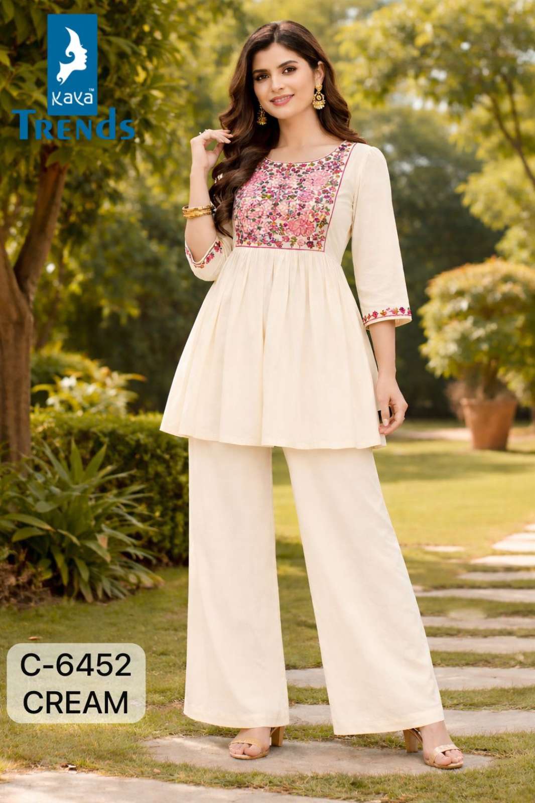Shri Balaji Emporium D NO 6452 Rayon Fabric with Embroidery Work Designer Kurtis