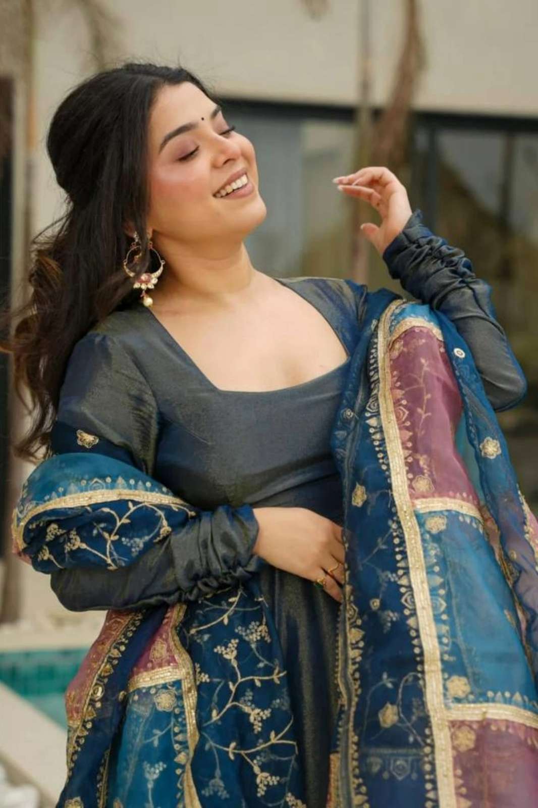 Shri Balaji Emporium DB 5029 Roman Simmer Silk Anarkali Stle Sharara Suit