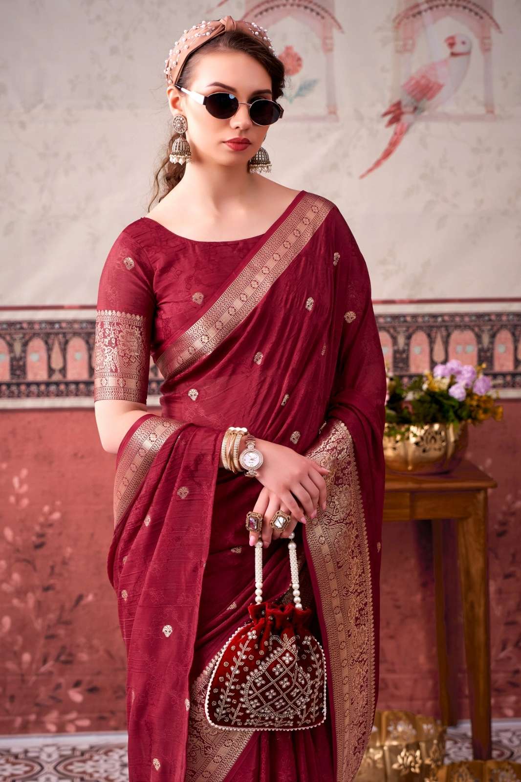 Shri Balaji Emporium LD 4020 Desinger Chinon Self Printed Saree