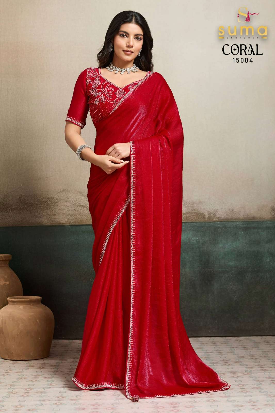 Shri Balaji Emporium presents Coral Fendy Chiffon blooming jarkan and latkan sarees collection