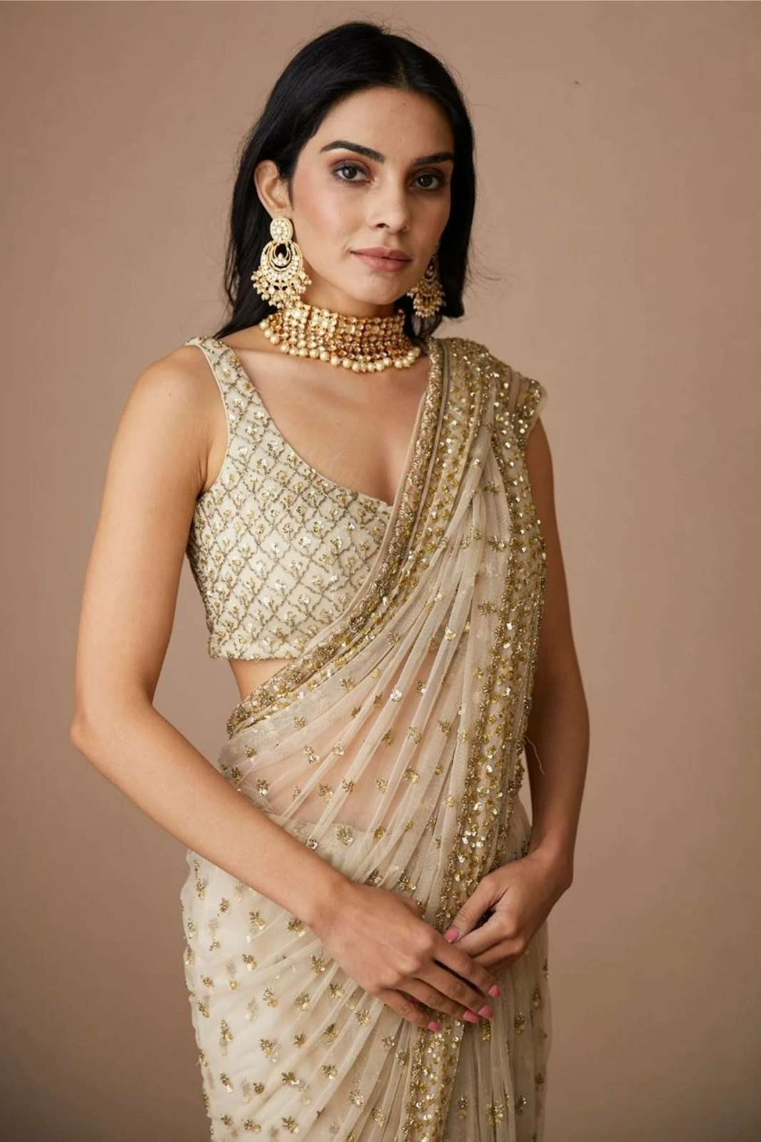 Shri Balaji Emporium Presents TF 411 Butterfly Net Fabric Sequins & Dori Embroidered Partywear Saree