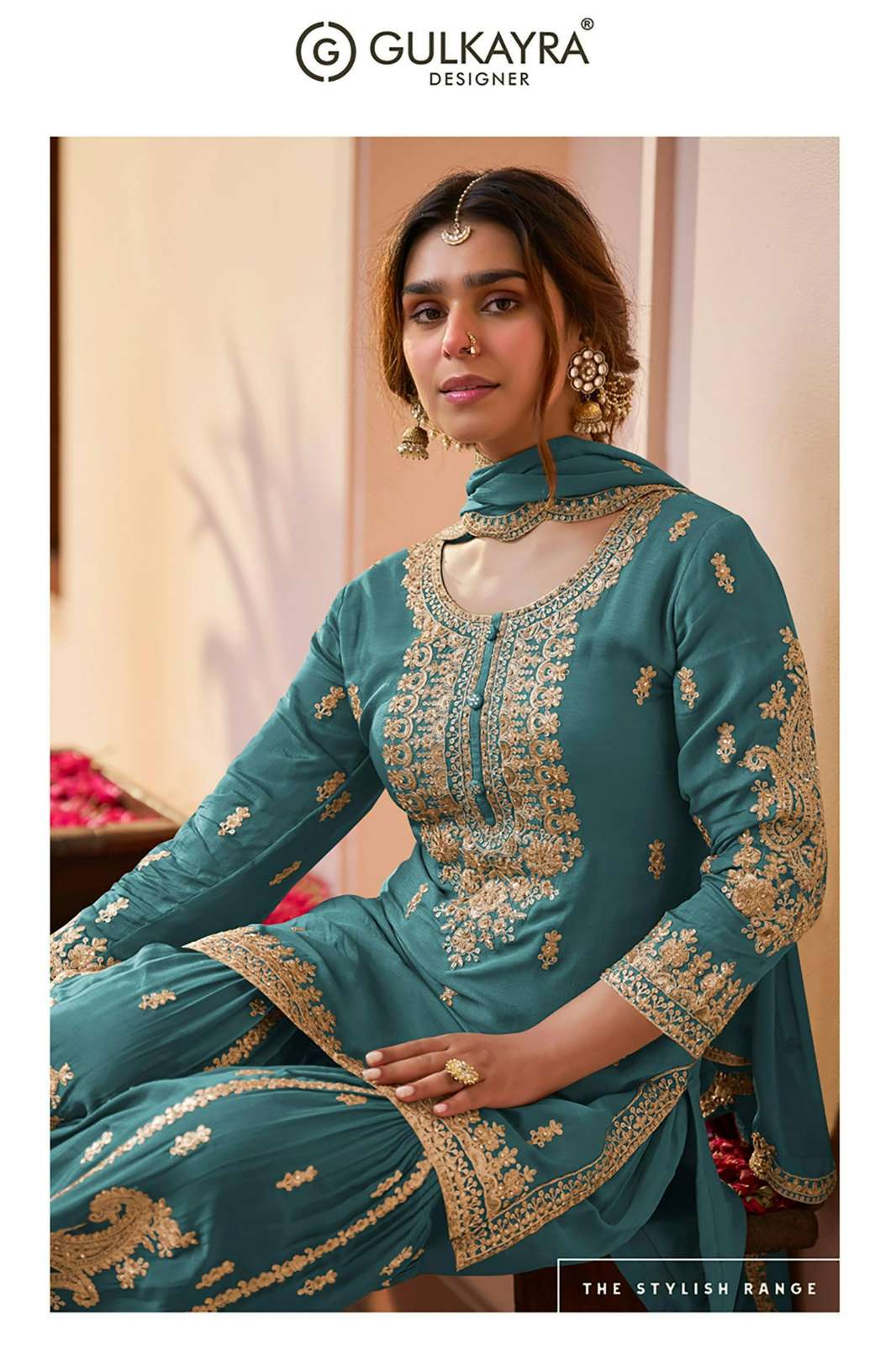 Gulkayra Present PURVA Real Chinon Embroidery & Hand Work Party and Festive wear Sharara Suit 