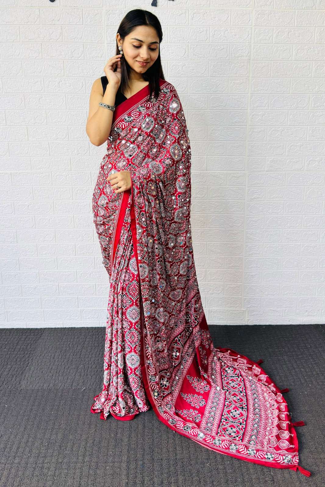 Shri Balaji Emporium SF 2337 Japan Satin Silk Designer Heavy Mirror Work Saree