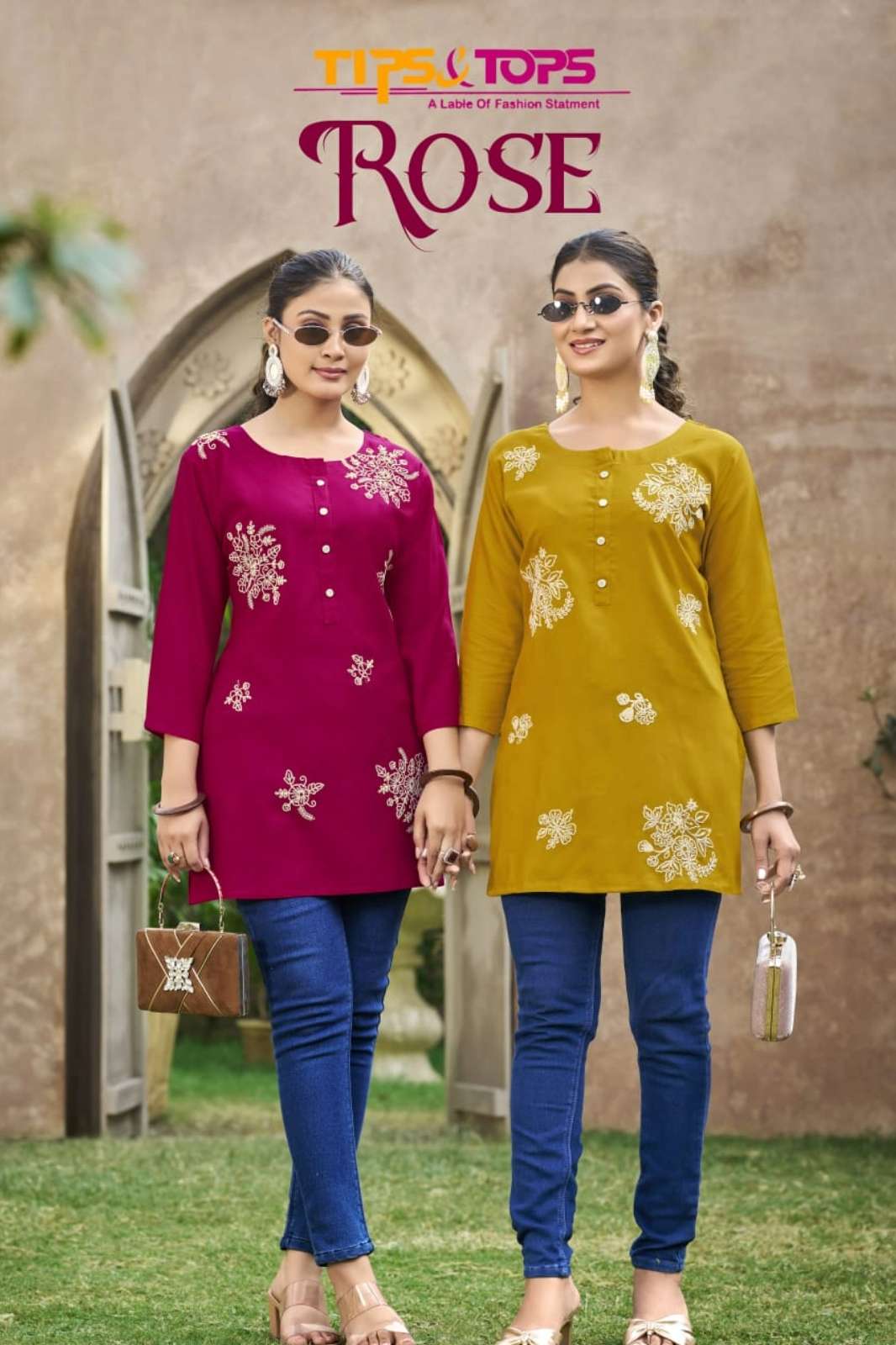  TIPS & TOPS ROSE Fancy Western Short Kurtis 