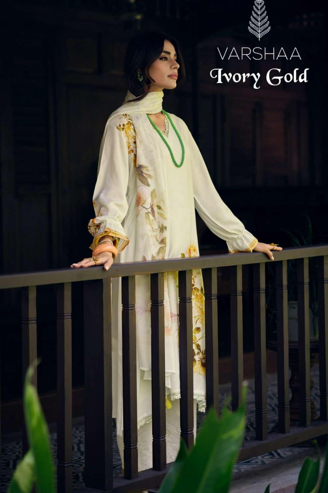 VARSHA Ivory Gold VISCOSE MUSLIN DIGITALLY PRINTED SALWAR SUIT