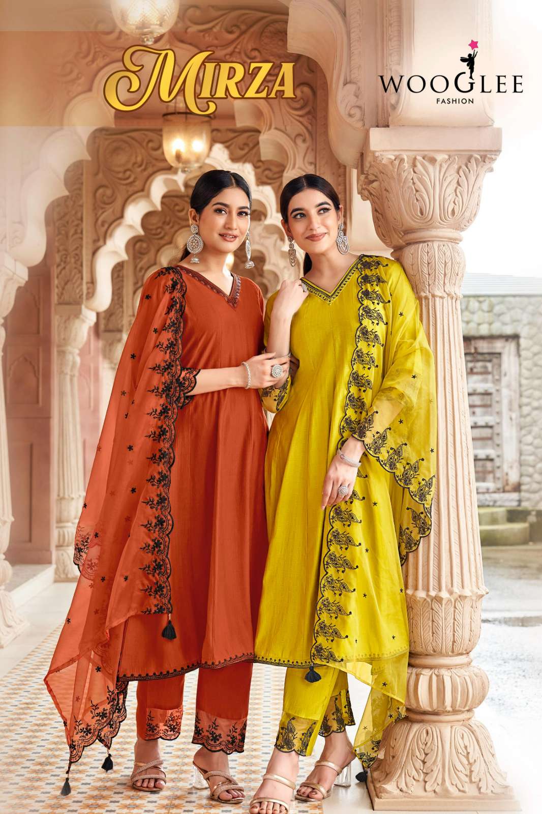 WOOGLEE MIRZA VISCOSE WEAVING SOFT COTTON WITH HAND AND THREAD WORK DESIGNER KURTIES