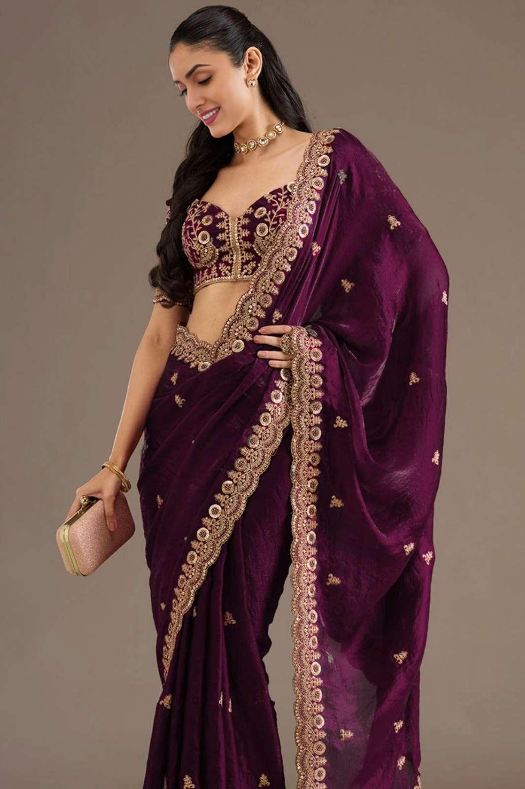 Zeel SHAHI RANG Tissue Designer Multiplue Sequins Saree