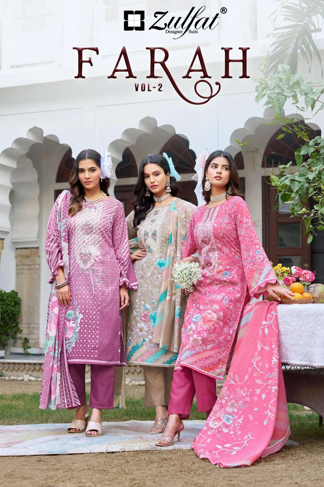 ZULFAT FARAH VOL 2 PURE COTTAN HEAVY EMBROIDARY PRINTED DESIGNER SALWAR SUIT