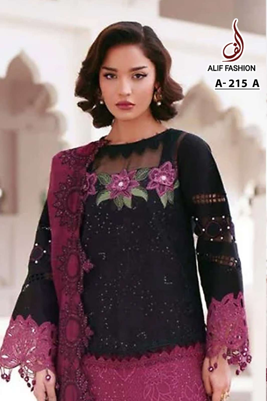 Alif Fashion A 215 A B Pure Cotton with Heavy Embroidery Work Designer Salwar Suit 