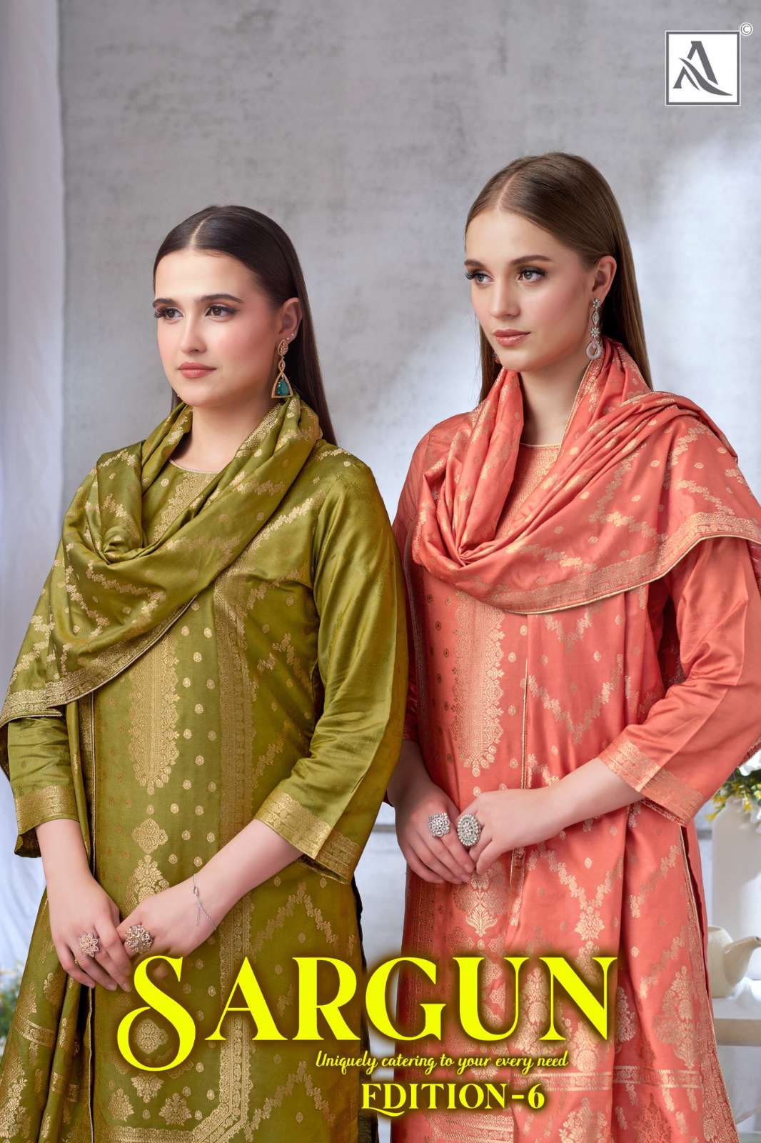 Alok SARGUN 6  Viscose Maslin Jacquard with Handwork Designer Salwar Suit 