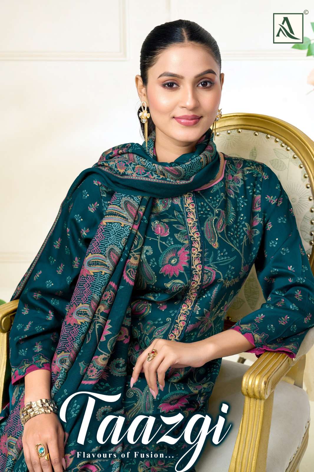 Alok TAAZGI Viscose Zam Discharge Printed with Embroidery Designer Salwar Suit