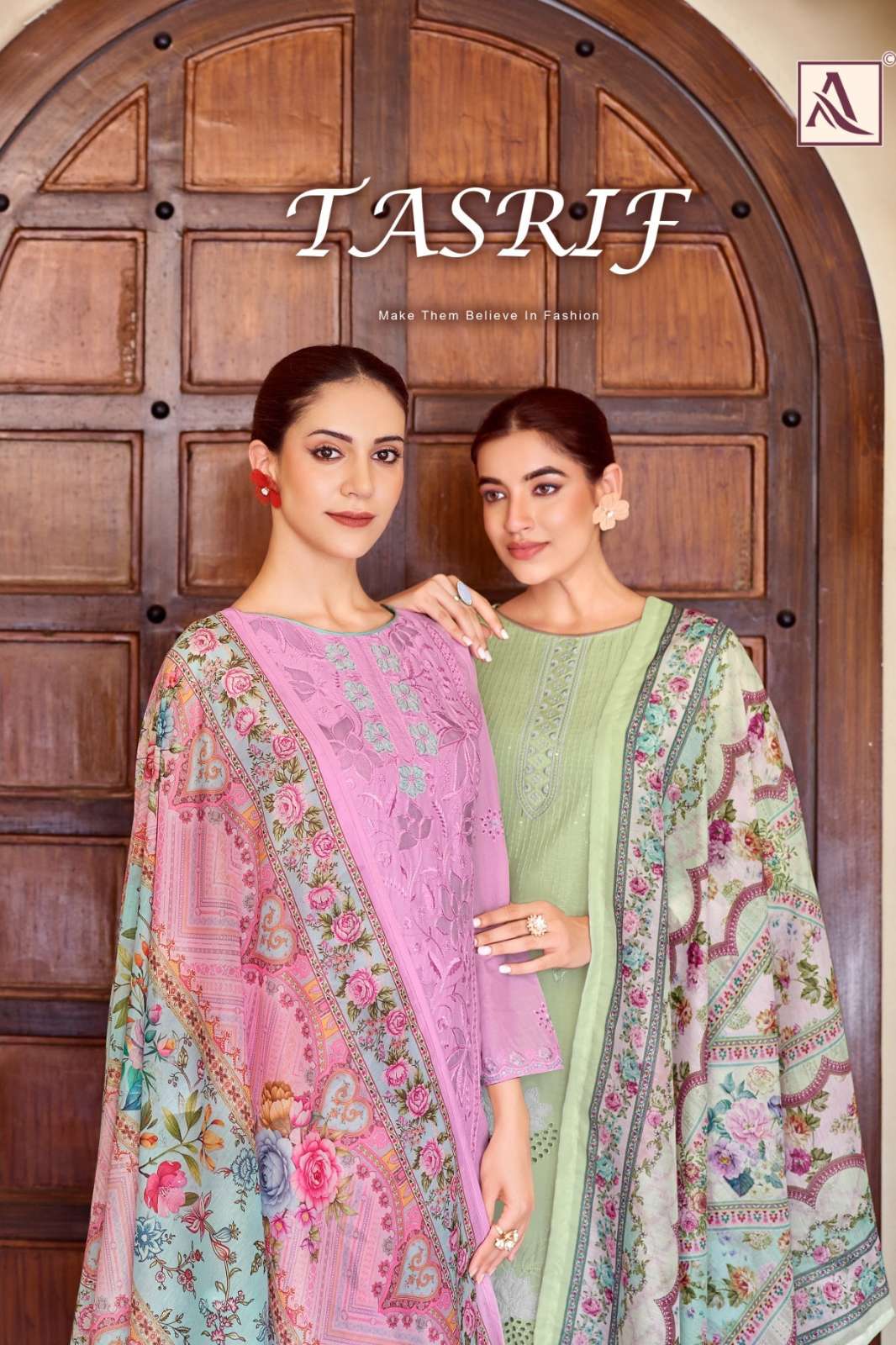 Alok TASRIF Pure Cambric Lawn Cotton Fancy Embroidery Designer Salwar Suit 