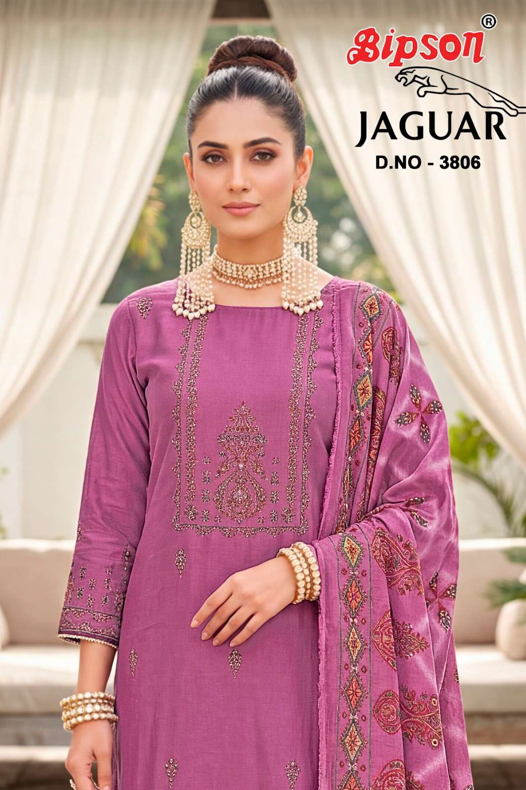 Bipson Prints JAGUAR  3806 Pure Muslin Discharge Prints with Handwork Designer Salwar Suit 