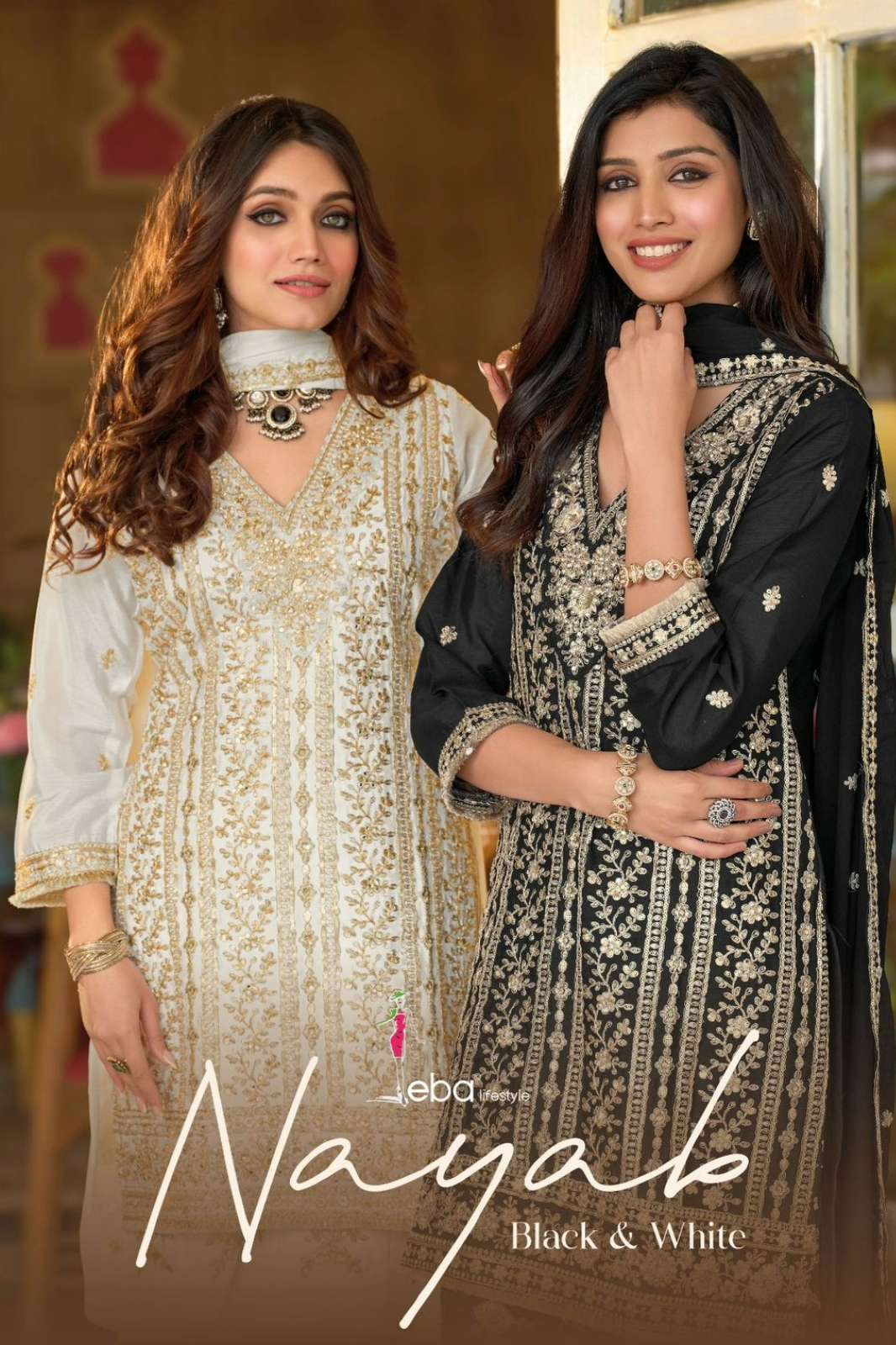 EBA Nayaab Stunning Heavy Chinon fabric Embroidered Wedding Wear suit 