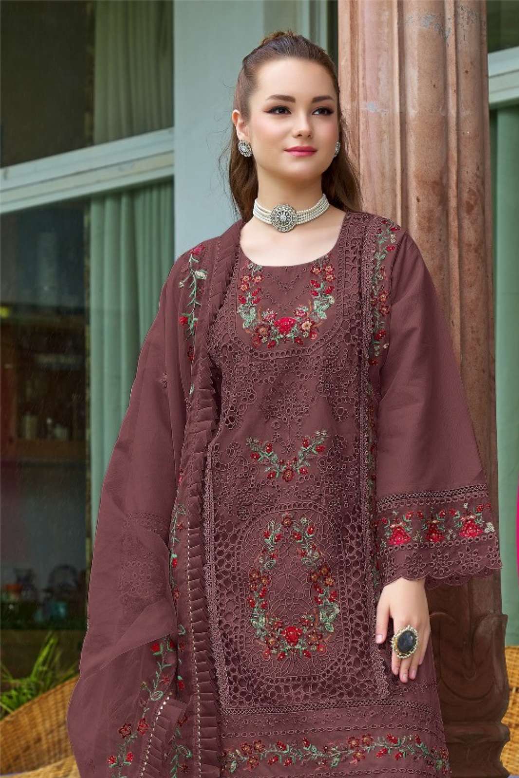Fepic ROSEMEEN Organza Embroidered Designer Salwar Suit 