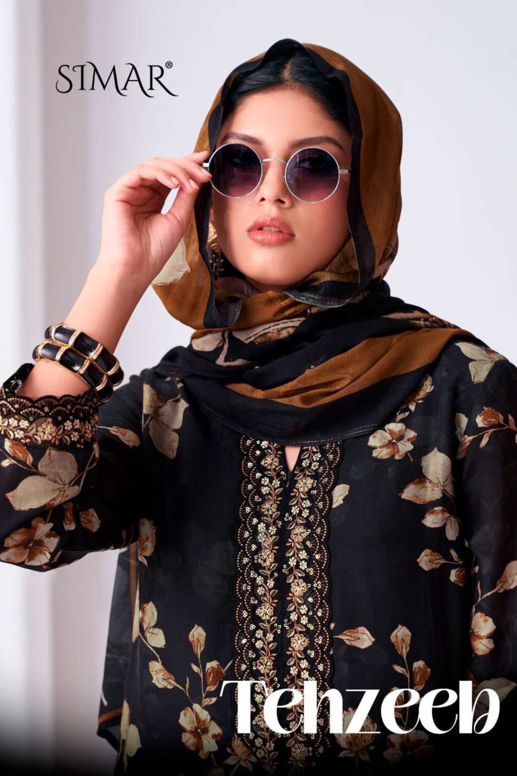 Glossy Tehzeeb Pure Viscose Muslin Digital Print with Embroidery Work Designer Salwar Suit 