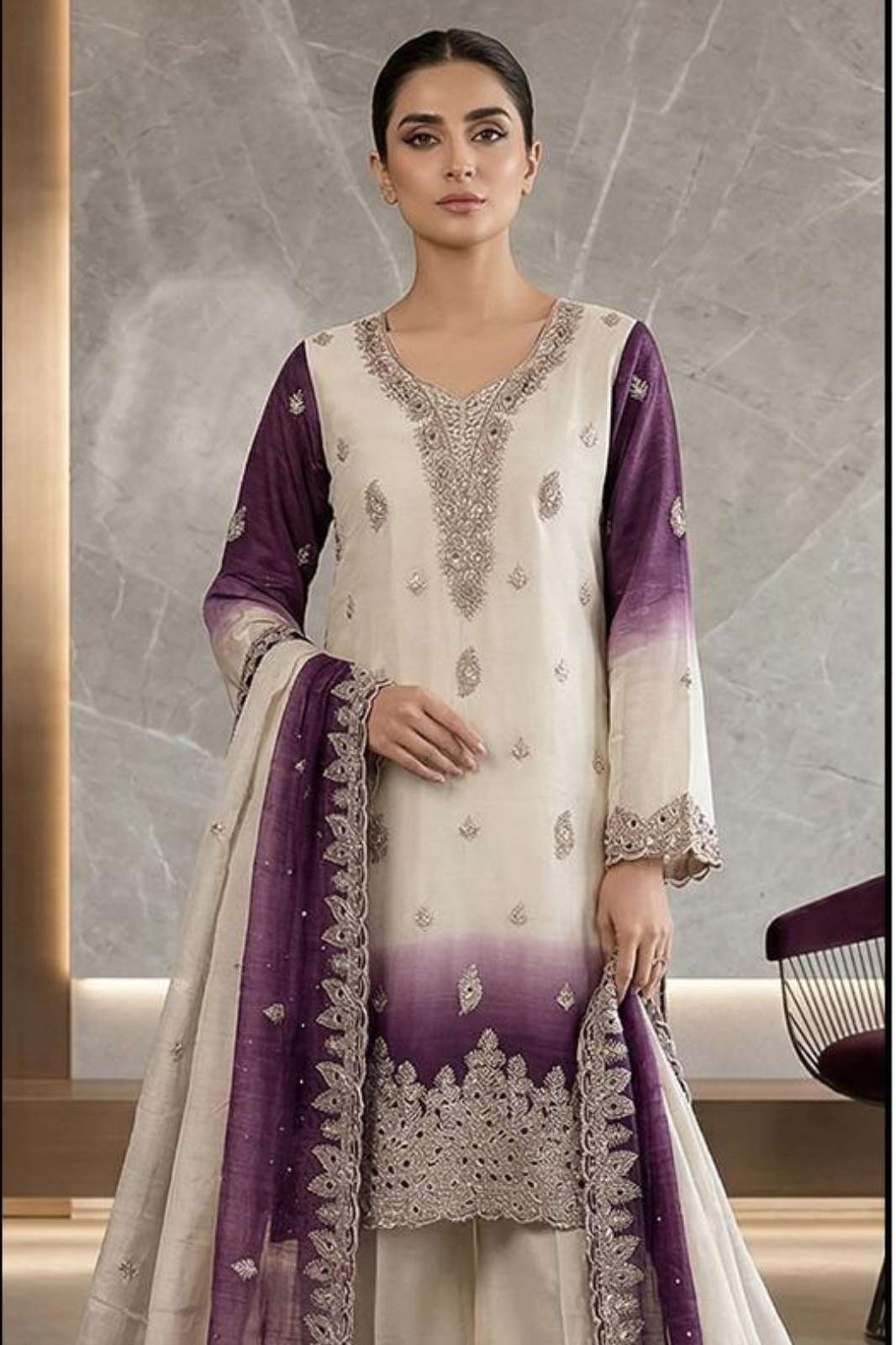 Hoor Tex HF 790 Simmar Chiffon Pading Designer Salwar Suit