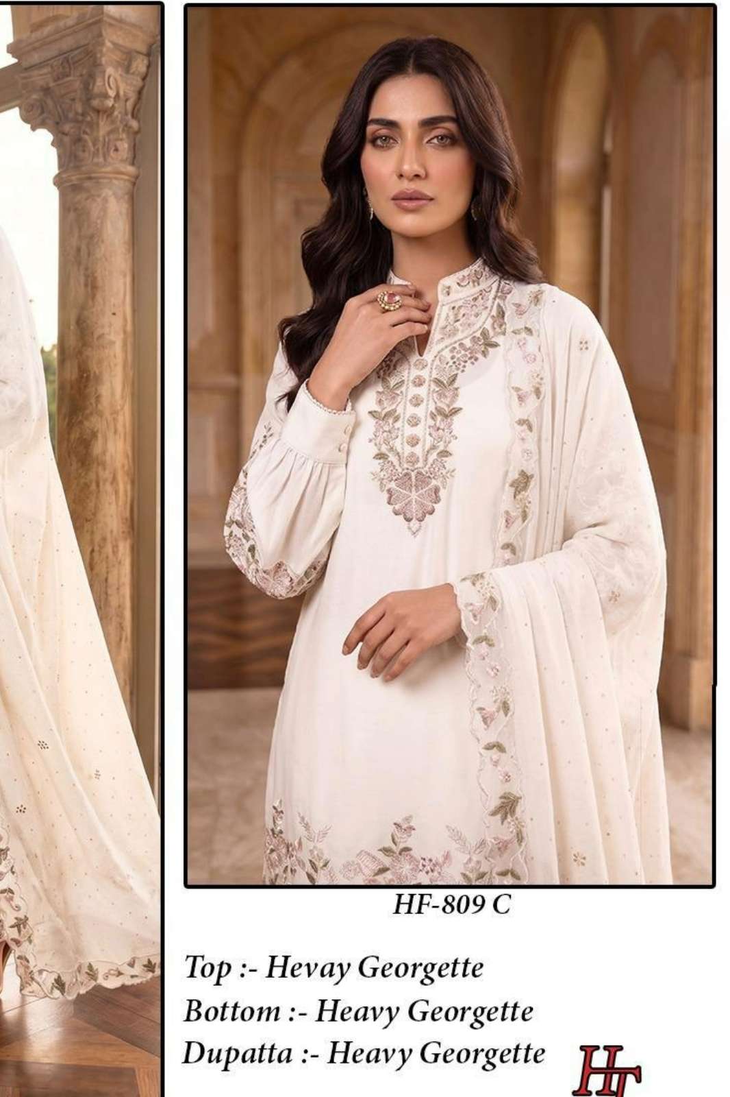 Hoor tex HF 809 A To D  Heavy Georgette fabric embroidered work suit 
