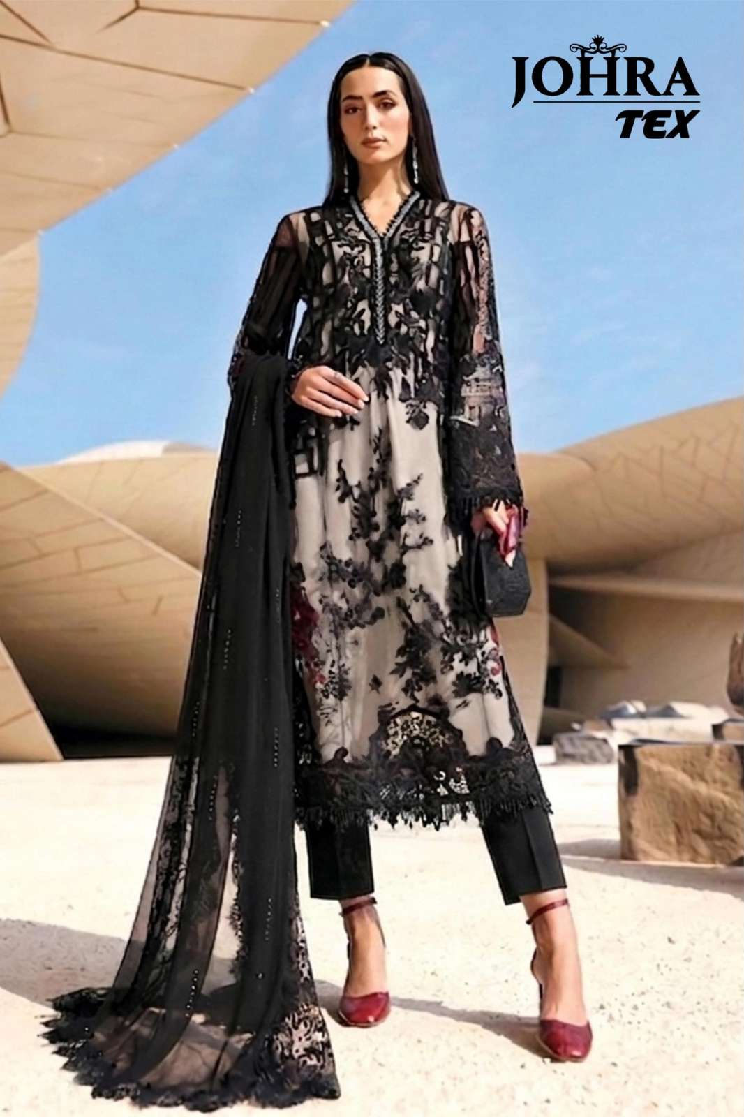 JOHRA TEX D NO JT 199 Cambric Cotton with Heavy Embroidery Designer Salwar Suit 
