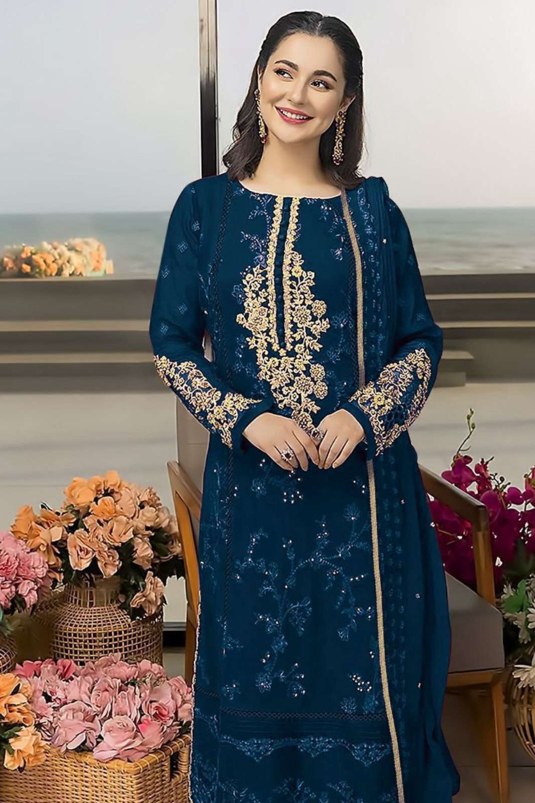 Johra Tex JT 133 Fox Georgette Embroidered Designer Salwar Suit 
