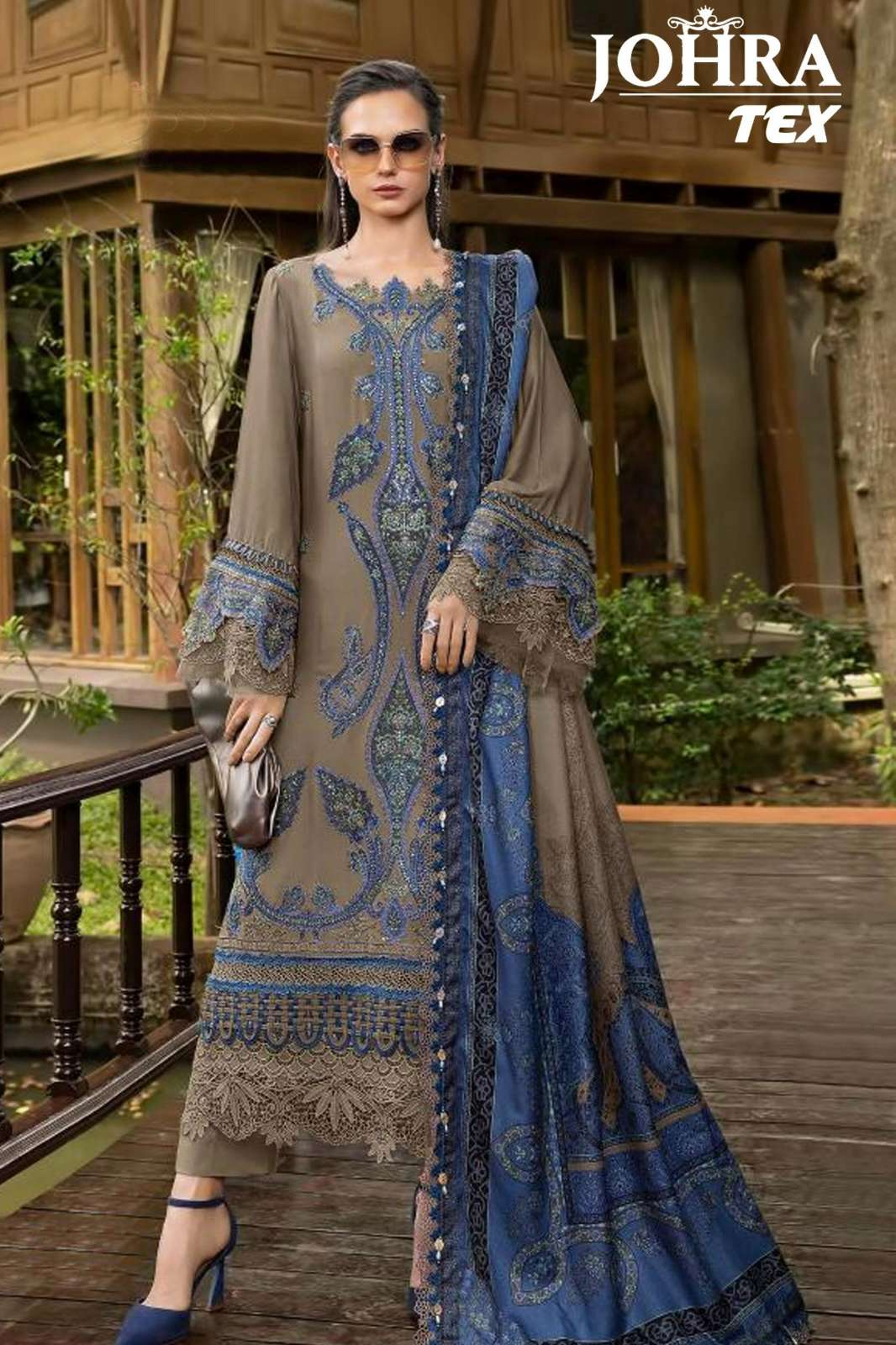 JOHRA TEX JT 190 RAYYON COTTON PAKISTANI SUIT WITH EMBROIDERED WORK