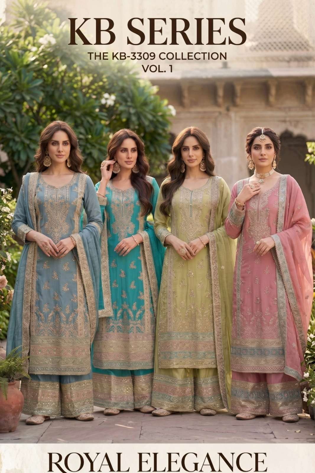 Kb Series KB 3309 Heavy Chinon fabric Embroidery suit 