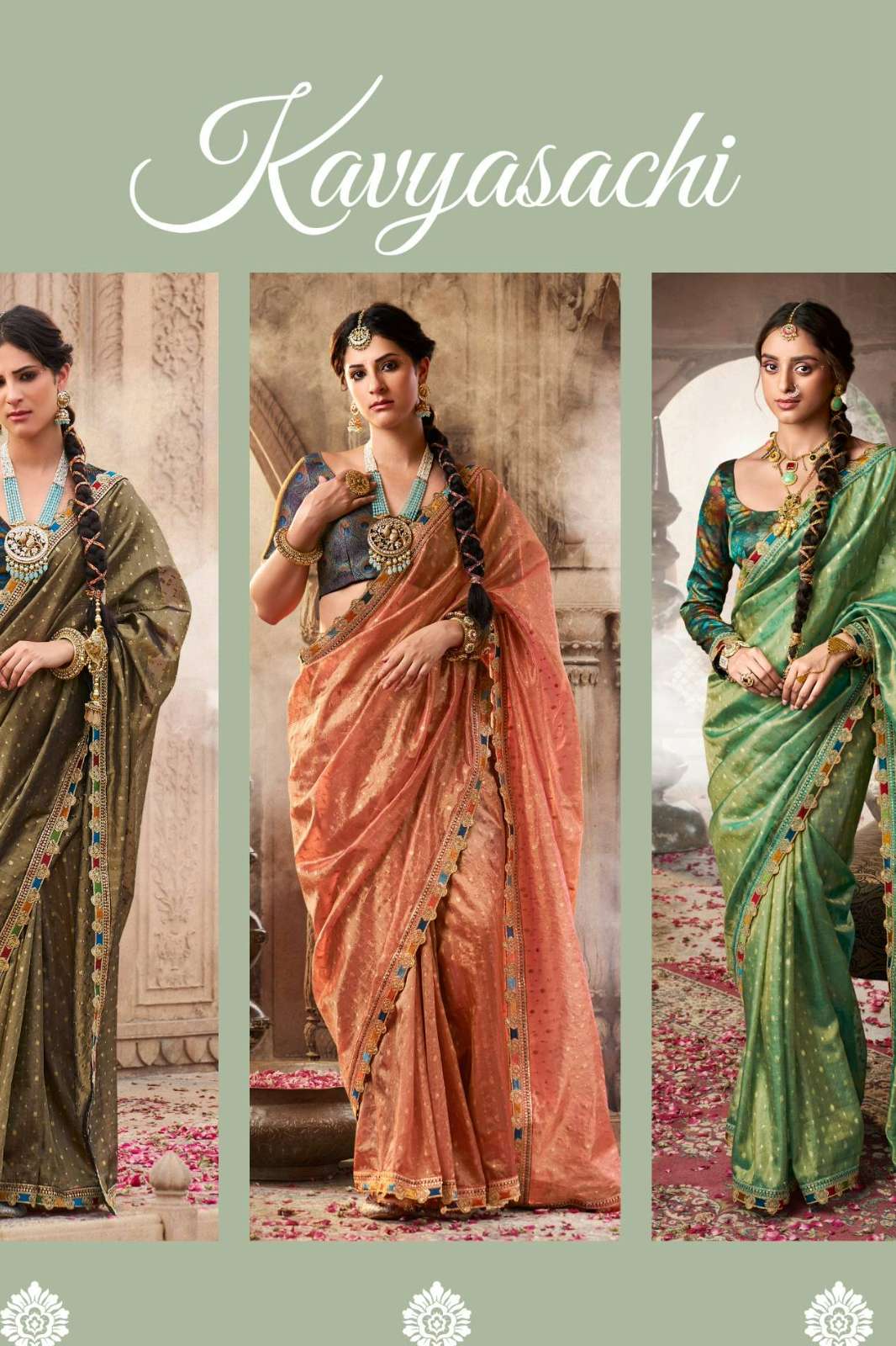 Kira PRESENTS KAVYA SACHI PURE TISSUE SAREE WITH MULTICOLORED LACE & HEAVY DESIGNER BLOUSE