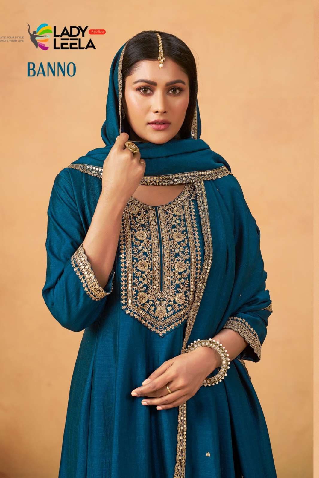 Lady Leela BANNO  Vichitra Silk with Embroidery Designer Salwar Suit 