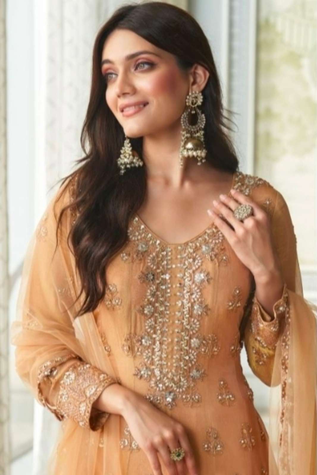 Lapink 22277 Ready to wear Heavy Shimmar fabric Gown with Moti Embroidered work 