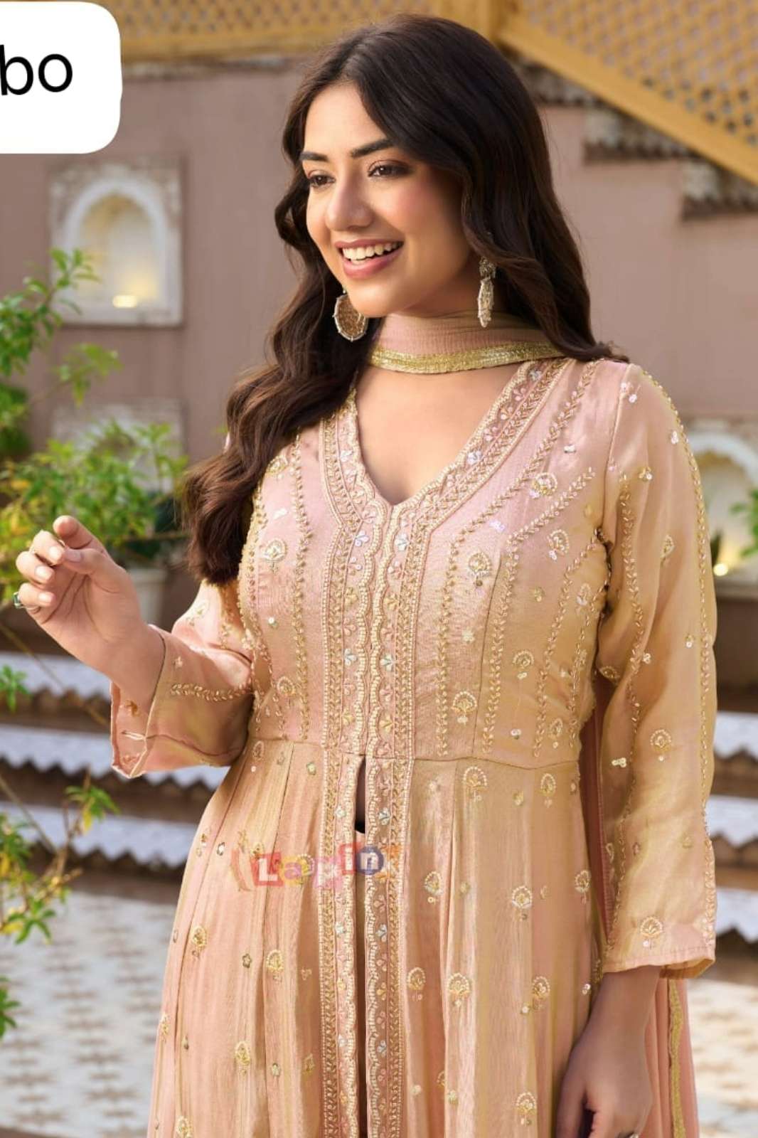 Lapink 22278 Ready to Wear Shimer Fabric Designer centre cut with Plazzo Suit 