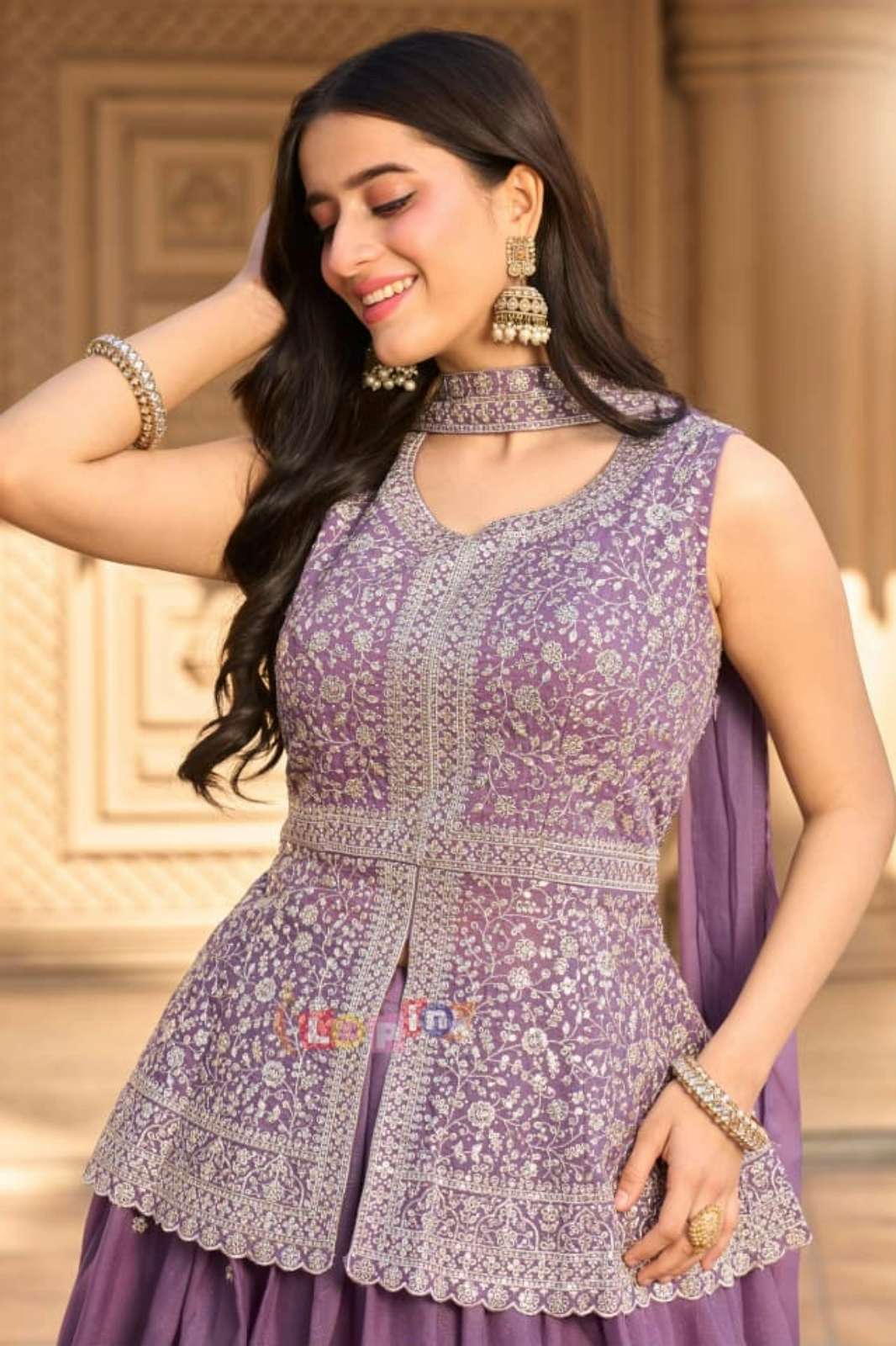 Lapink 22280 Viscose Fabric overall Embroidered stone Work Lehenga