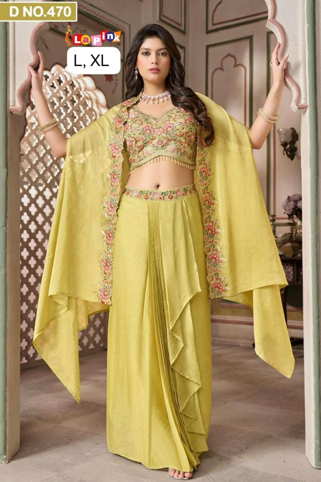 Lapink 22287 Chinoon Fabric overall Embroidered Multi stone Work Lehenga