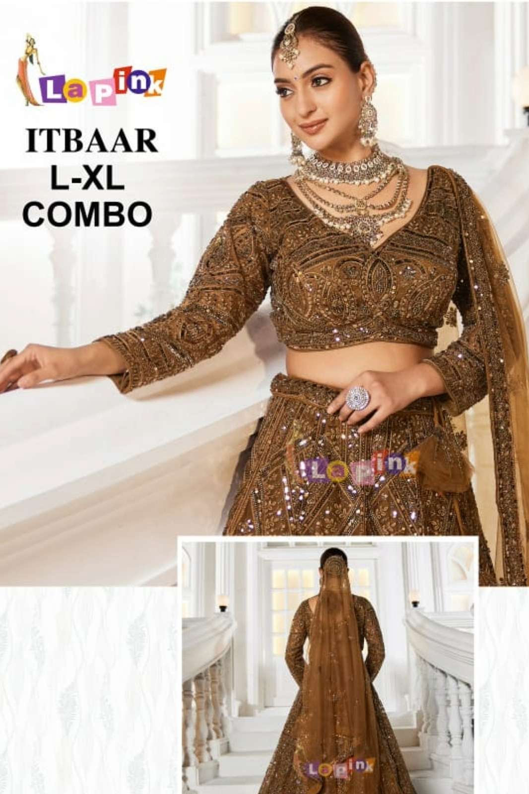 Lapink 22289 Net Fabric overall Embroidered sequence & Piping Work Lehenga