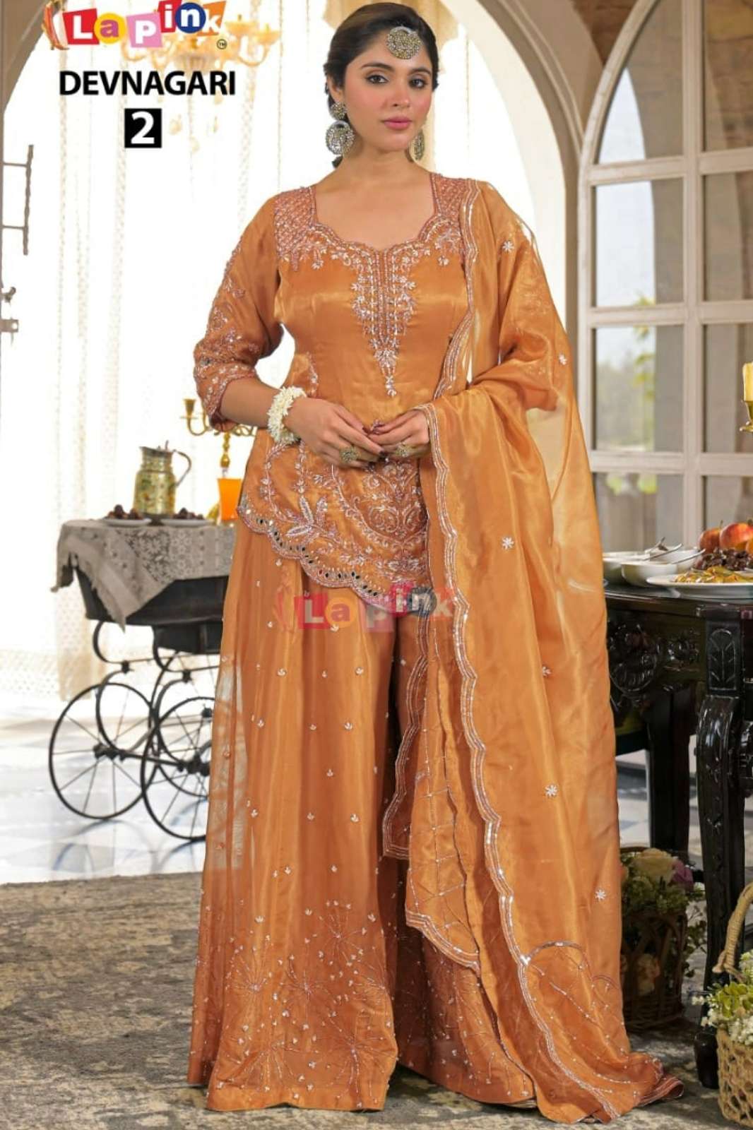 Lapink 22296 Ready to Wear Shimmar Fabric fancy designer Applecut Plazoo Suit 